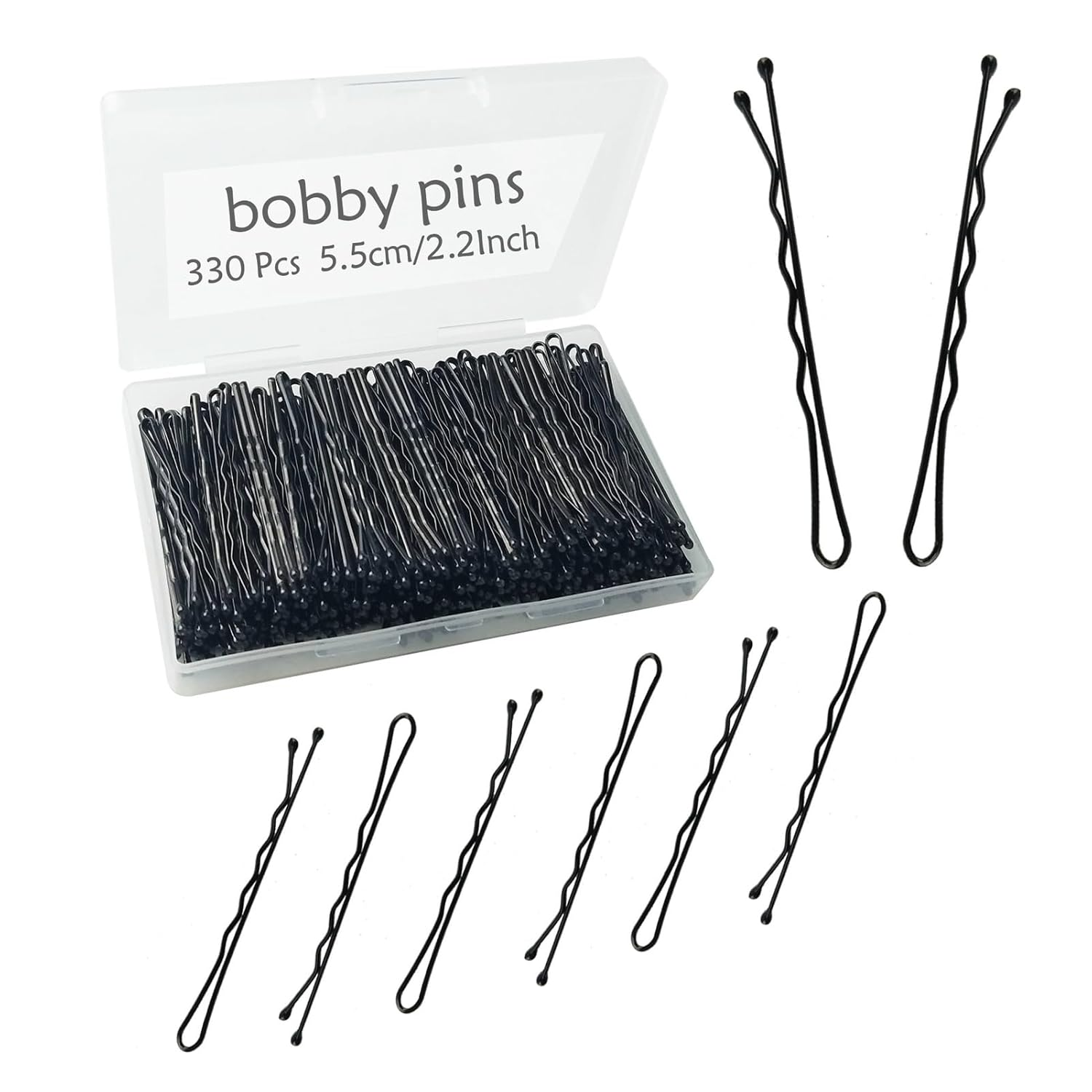330 Pcs 2.2 Inch Black Bobby Pins, Set of Hairpins with Box, Premium Hair Pins for Kids, Girls and Women, Great for All Hair Types