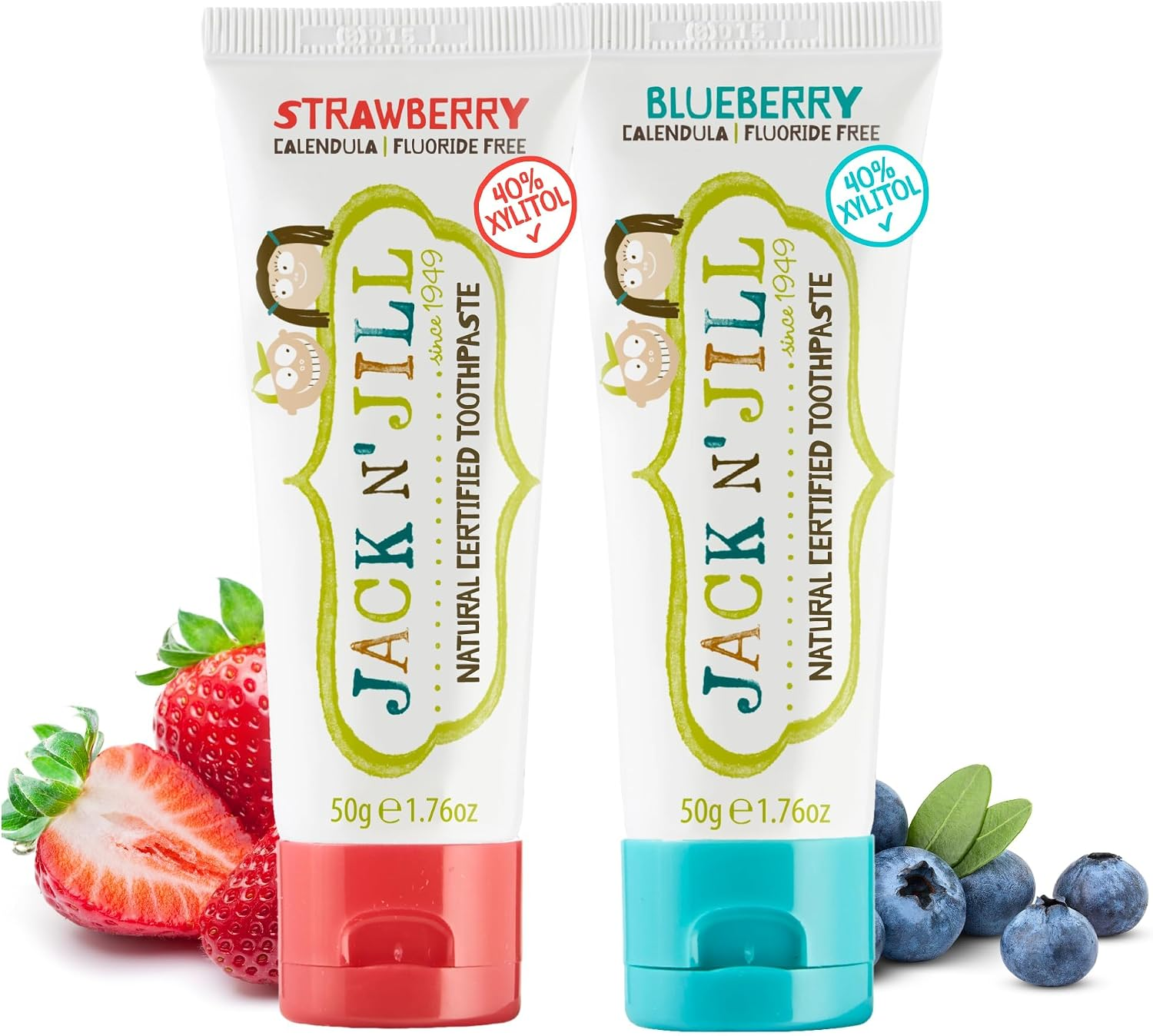 Jack N Jill Natural Toothpaste, Strawberry & Blueberry, 1.76 Oz (Pack of 2)