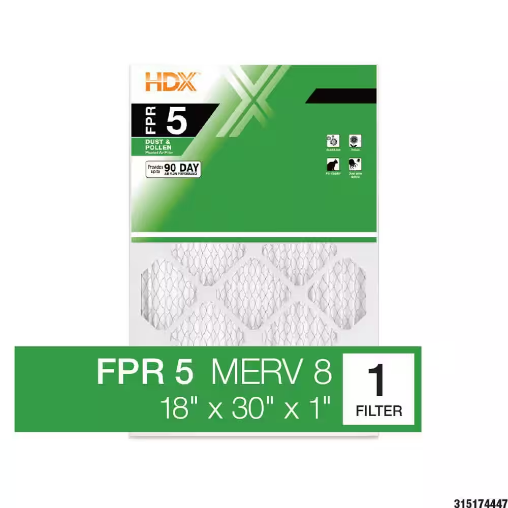 18 In. X 30 In. X 1 In. Standard Pleated Air Filter FPR 5, MERV 8