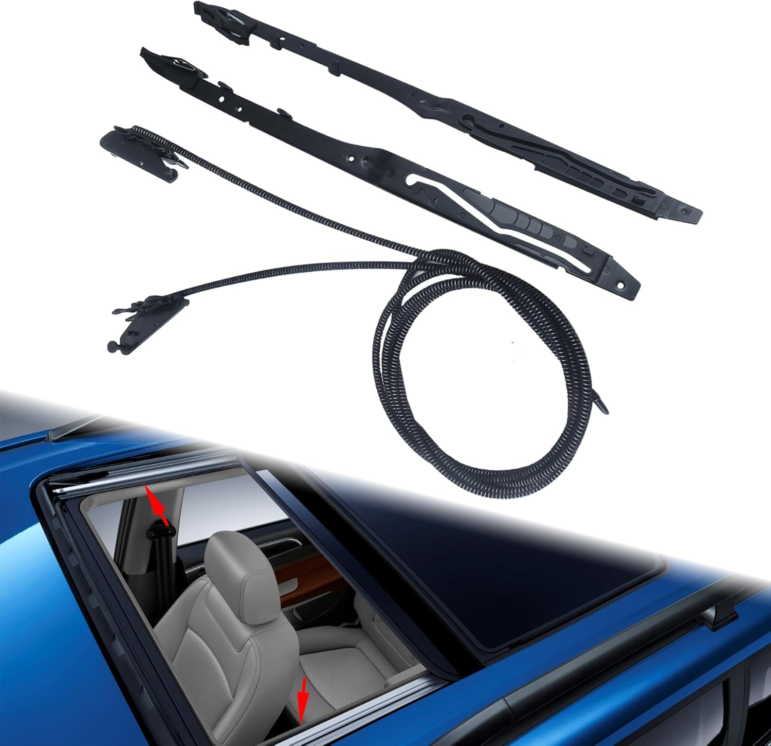 Sunroof Glass Cables and Track Assembly Repair Kit - Track Assembly Set for Ford F150 2015-2020, Ford F250 F350 Super Duty 2017-2019, Ford Expedition/Lincoln Navigator 2018-2020, FL3Z16502C22
