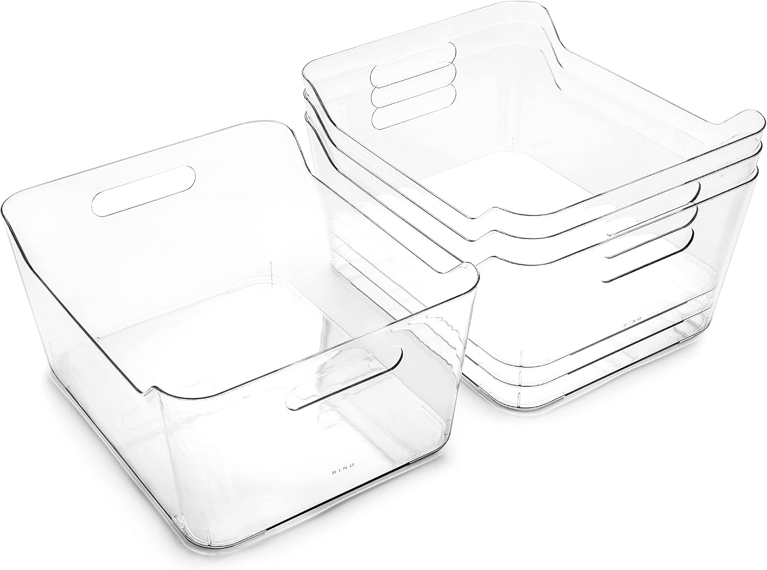 | Plastic Organizer Bins, X-Large - 4 Pack | the SOHO Collection | Multi-Use Organizer Bins | Pantry Organizer & Freezer Organizer Bins | Plastic Storage Containers | Bins for Home & Kitchen Org