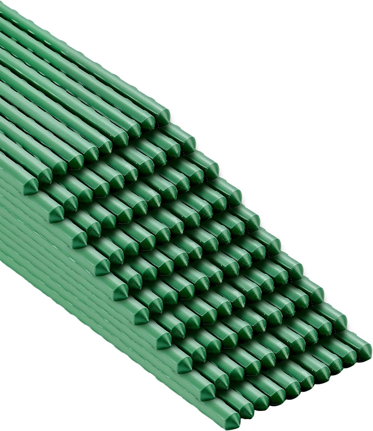 Garden Stakes 58Inch (Approx 5FT) 100 Pack Tomato Stakes, Sturdy Tomato Stakes Plastic Coated Metal Plant Supports Plant Support Sticks for Gardening (5FT-100 Pack)