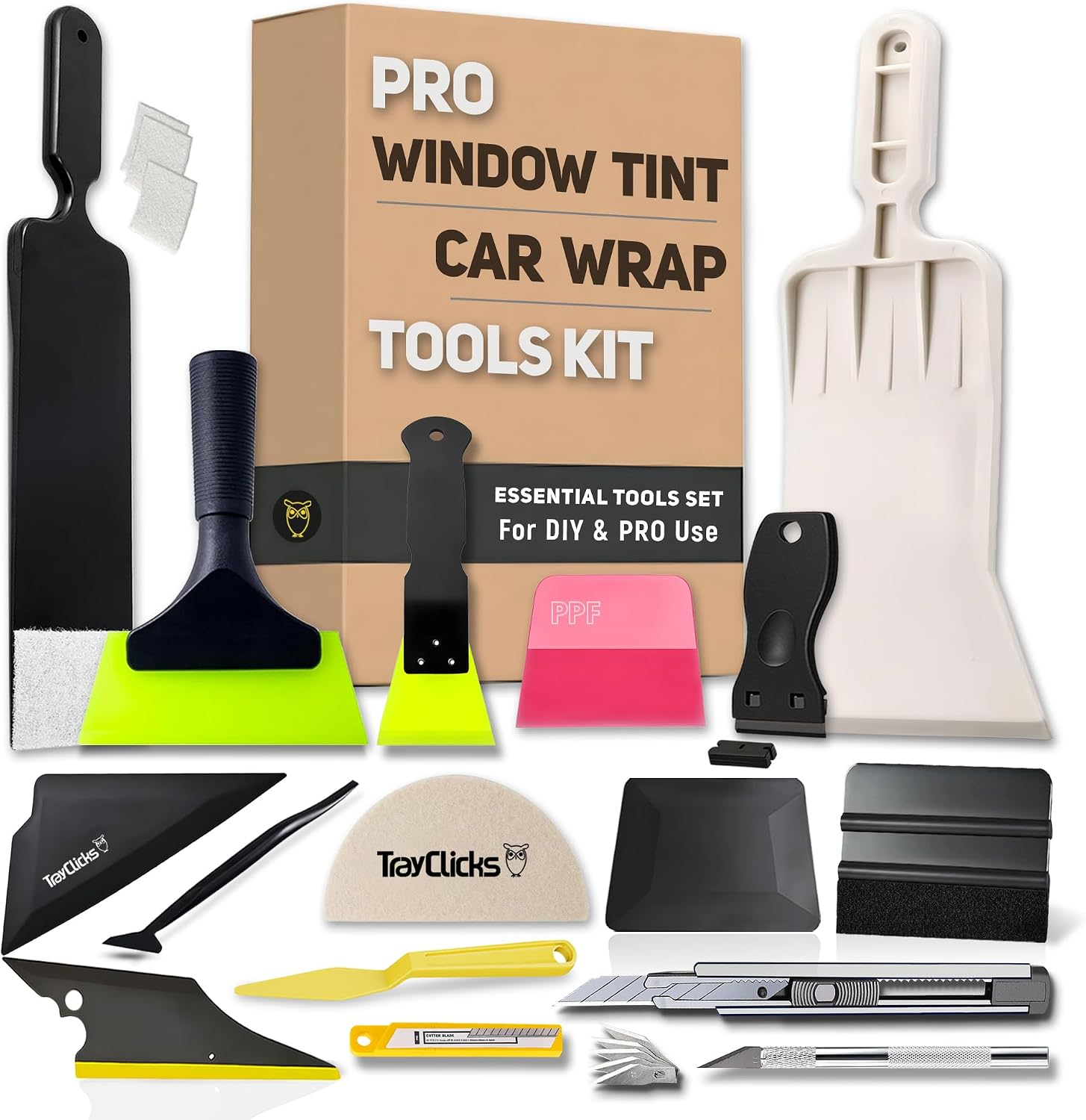 Window Tint Tools Kit Vinyl Wrap Tool for Car Tinting Windshield Back Window Squeegee Bulldozer Squeegee Scrubber Paddle Rubber for Car Wrapping PPF Film Installation Auto Tint Kit Professional