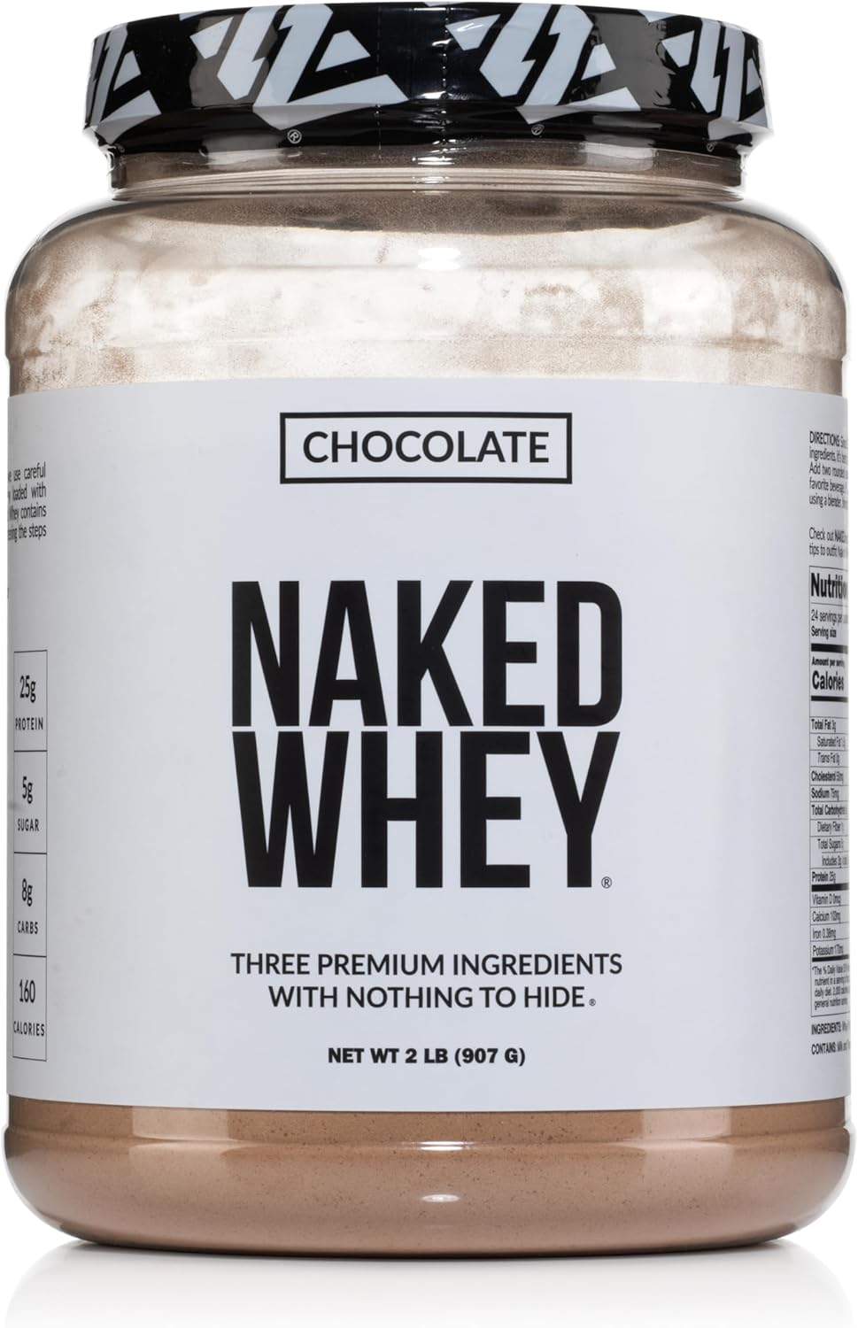 Naked Whey Chocolate Protein Powder - Only 3 Ingredients - Grass Fed Whey Protein Powder, Organic Chocolate and Organic Coconut Sugar, No GMO, No Soy, and Gluten Free - 24 Servings