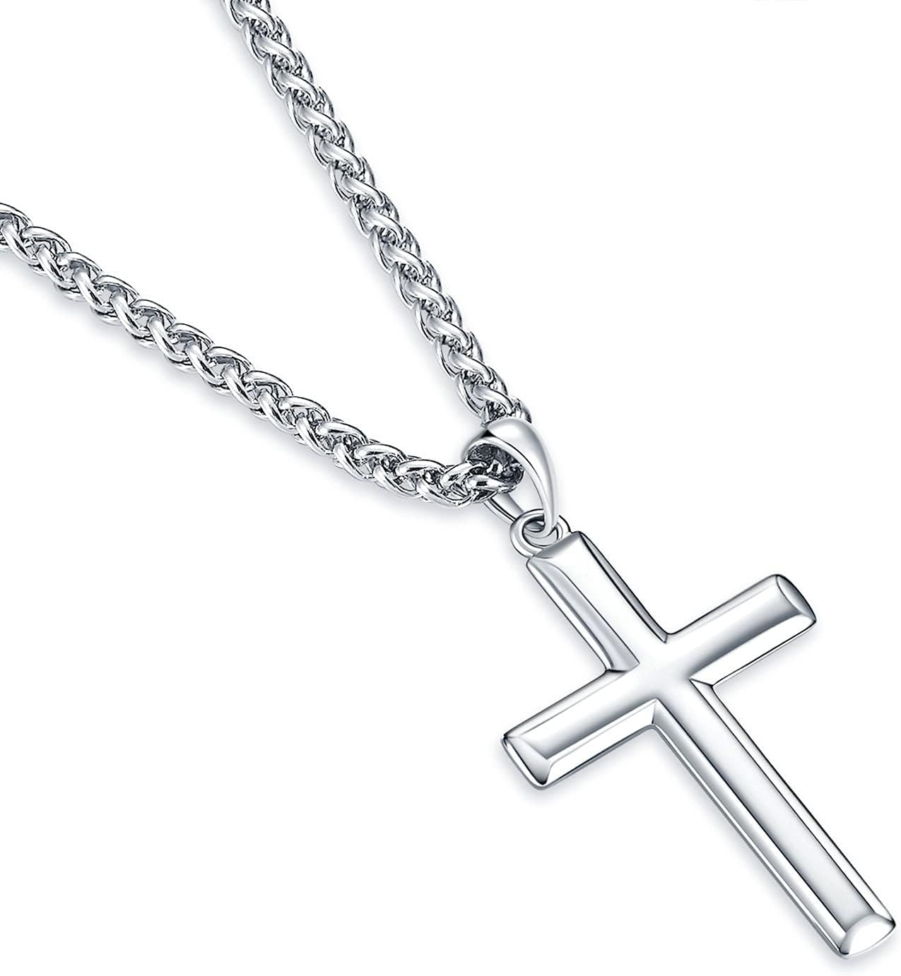 925 Sterling Silver Stainless Cross Pendant Necklace Jewelry Gifts for Men