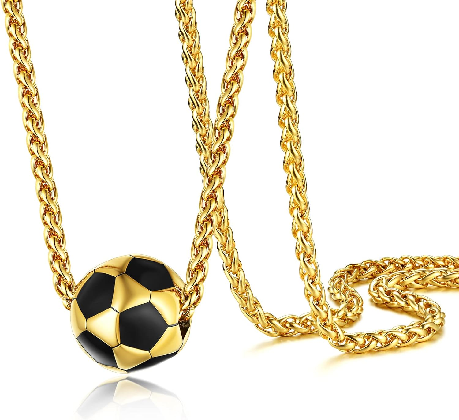 3D Gold Plated Stainless Steel Football Necklace for Men Sports Jewelry Gift 22