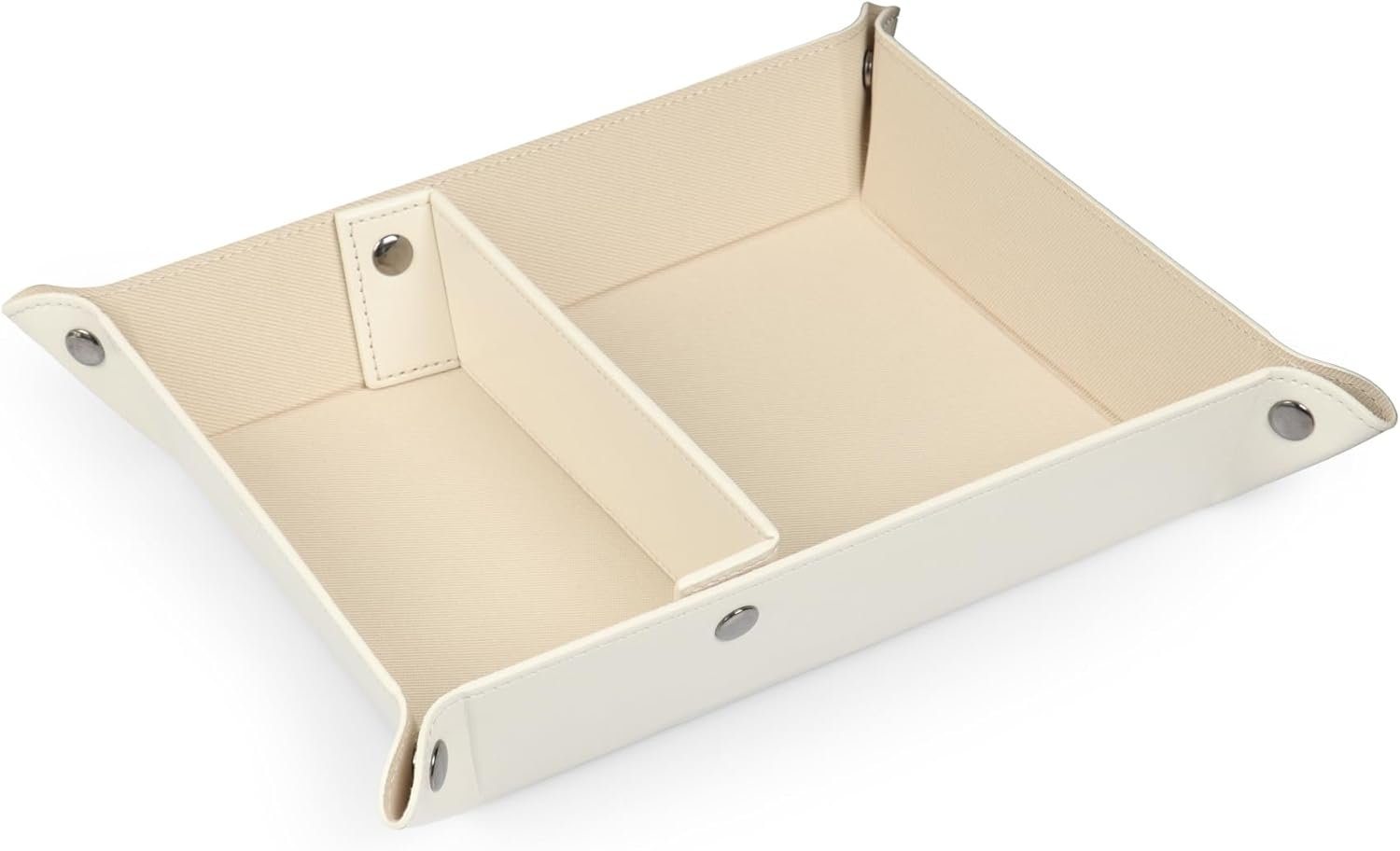 Leather Tray Organizer - Practical Lightweight Water Resistant Computer Table Desk Storage Box for Wallets, Watches, Keys, Coins, Cell Phones and Office Equipment