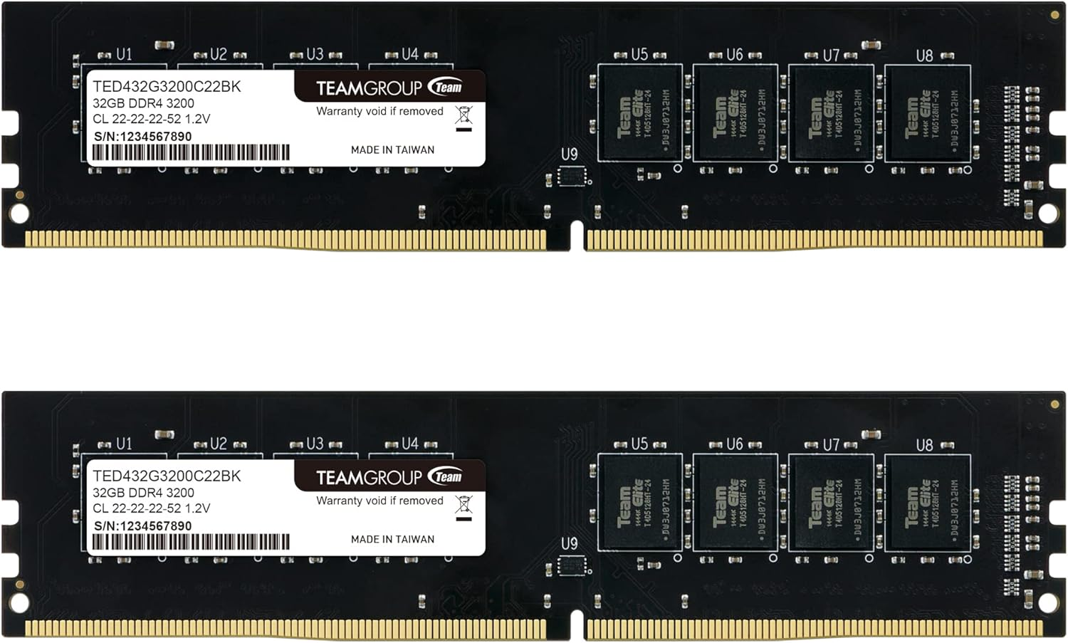 メモリー TEAMGROUP Elite DDR4 64GB 3200MHz TEAMGROUP Elite DDR4 64GB Kit (2 X 32GB) 3200Mhz (PC4-25600