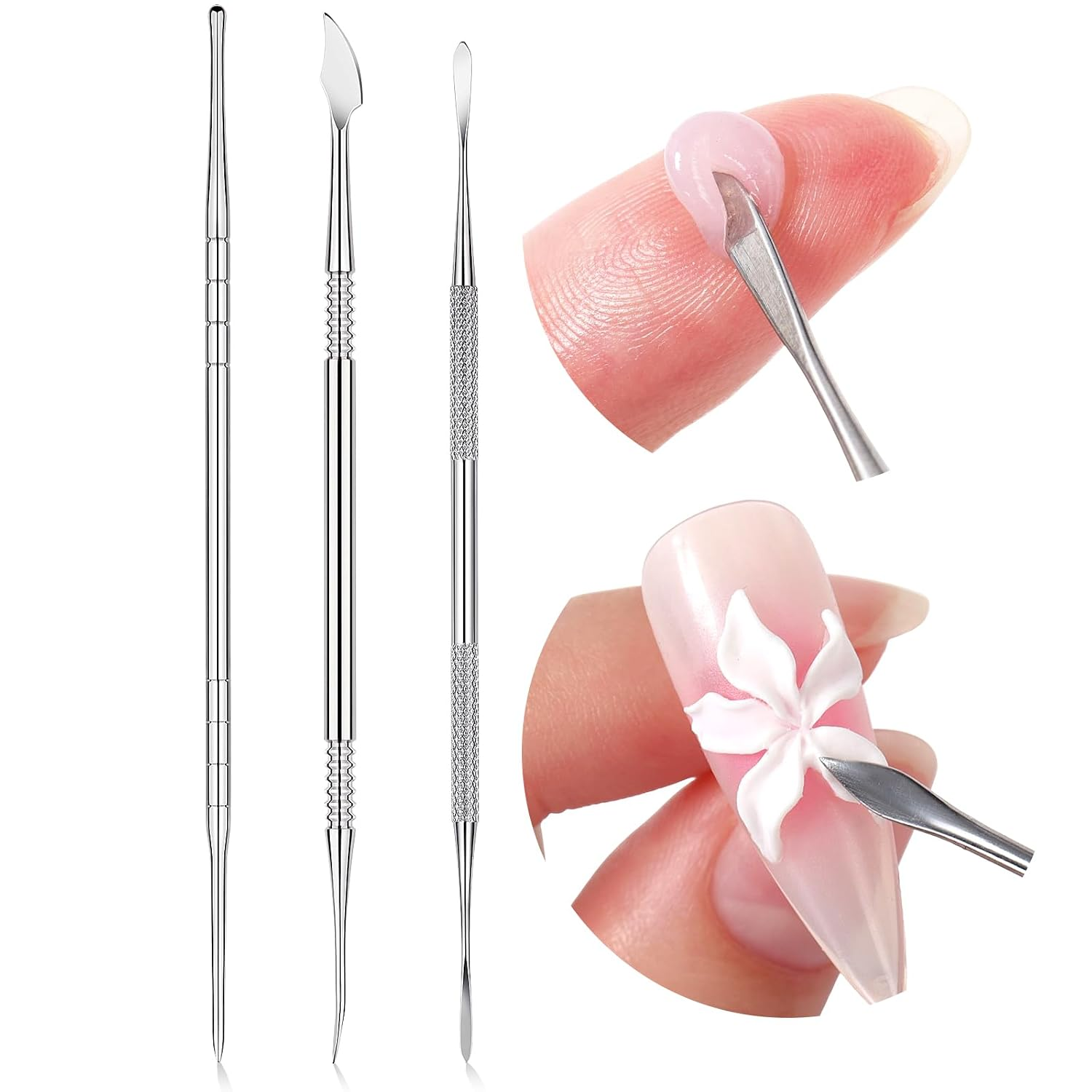Nail Art Sculpture Pen: 3PCS Sculpting Nail Art Tools Solid Builder Gels Dual-Head 3D Gel Pen Nails Dotting Tool 3D Sculpting Gel Nails Art Design Tools for Salon Home DIY