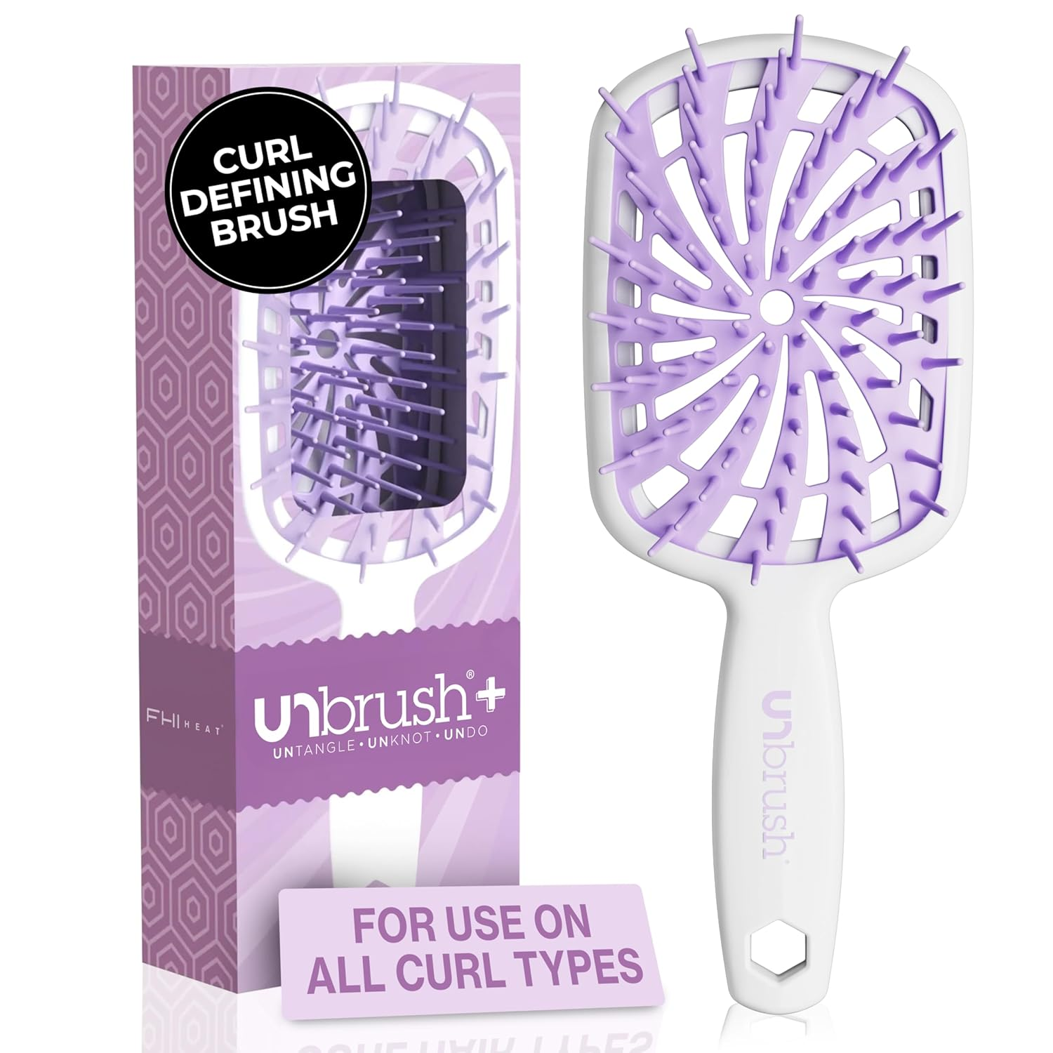 Unbrush plus — Curly Hair Brush for Gentle & Effective Detangling on Wet or Dry Fragile Hair Types — Detangler Brush W/ 84 Ultraflex Bristles, Ultra-Light, Vented, anti Static Hairbrush