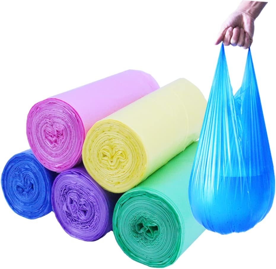 100 Count 4 Gallon Trash Bags, Small Colorful Garbage Bags with Handle for Home Office Bathroom Trash Can