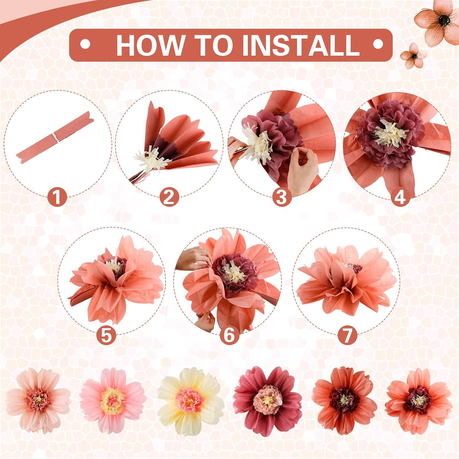 Crowye 12 Pcs Large Colorful Tissue Paper Flowers 20" Handcrafted Giant Fiest... - Picture 4 of 16