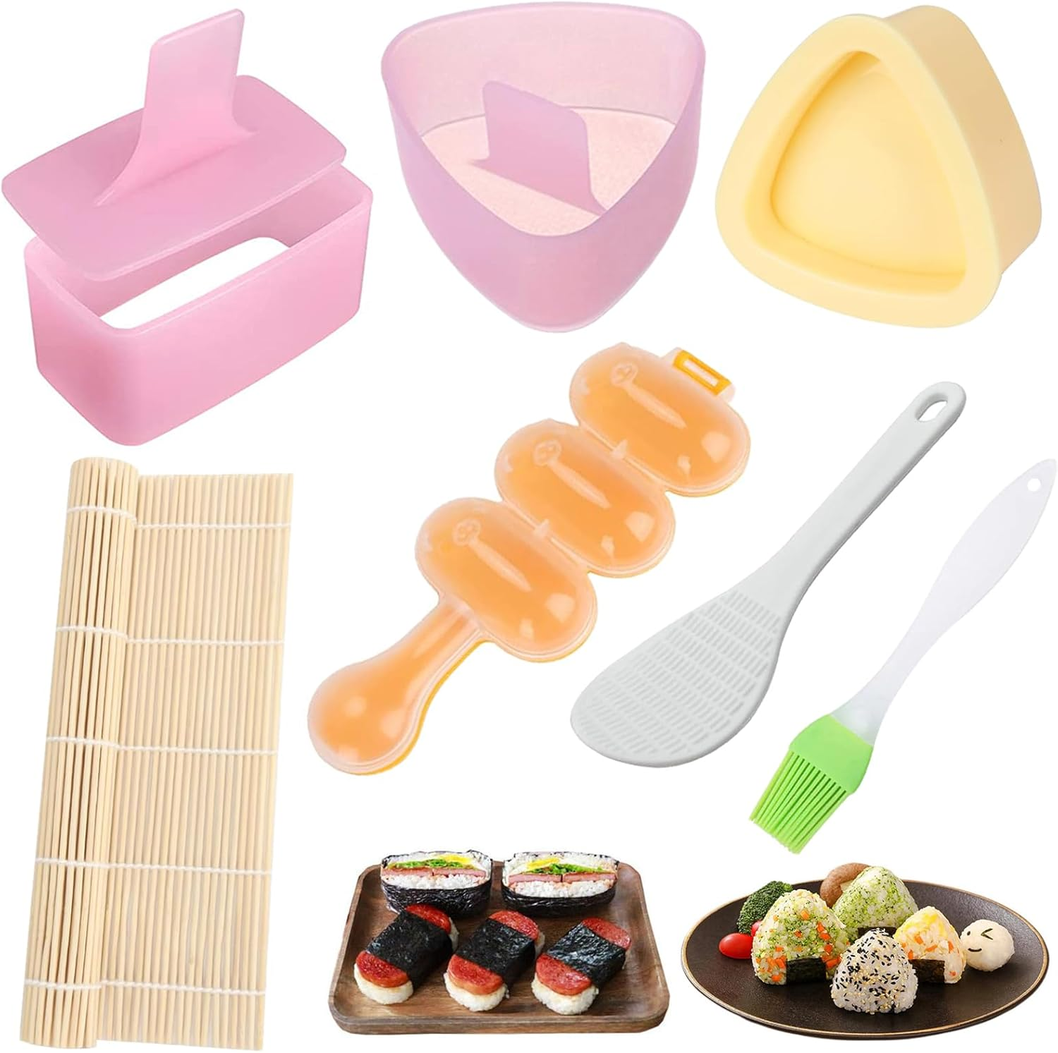 7 Pcs Onigiri Rice Ball Mold Maker Kit, Musubi Press, Classic Triangle Shake ...