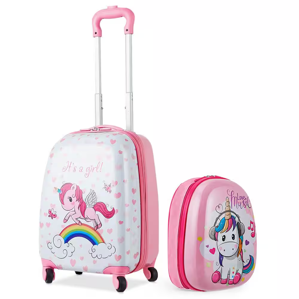 2-Pcs Kids Luggage Set 12 In. Backpack and 16 In. Kid Carry on Suitcase for Boys Girls