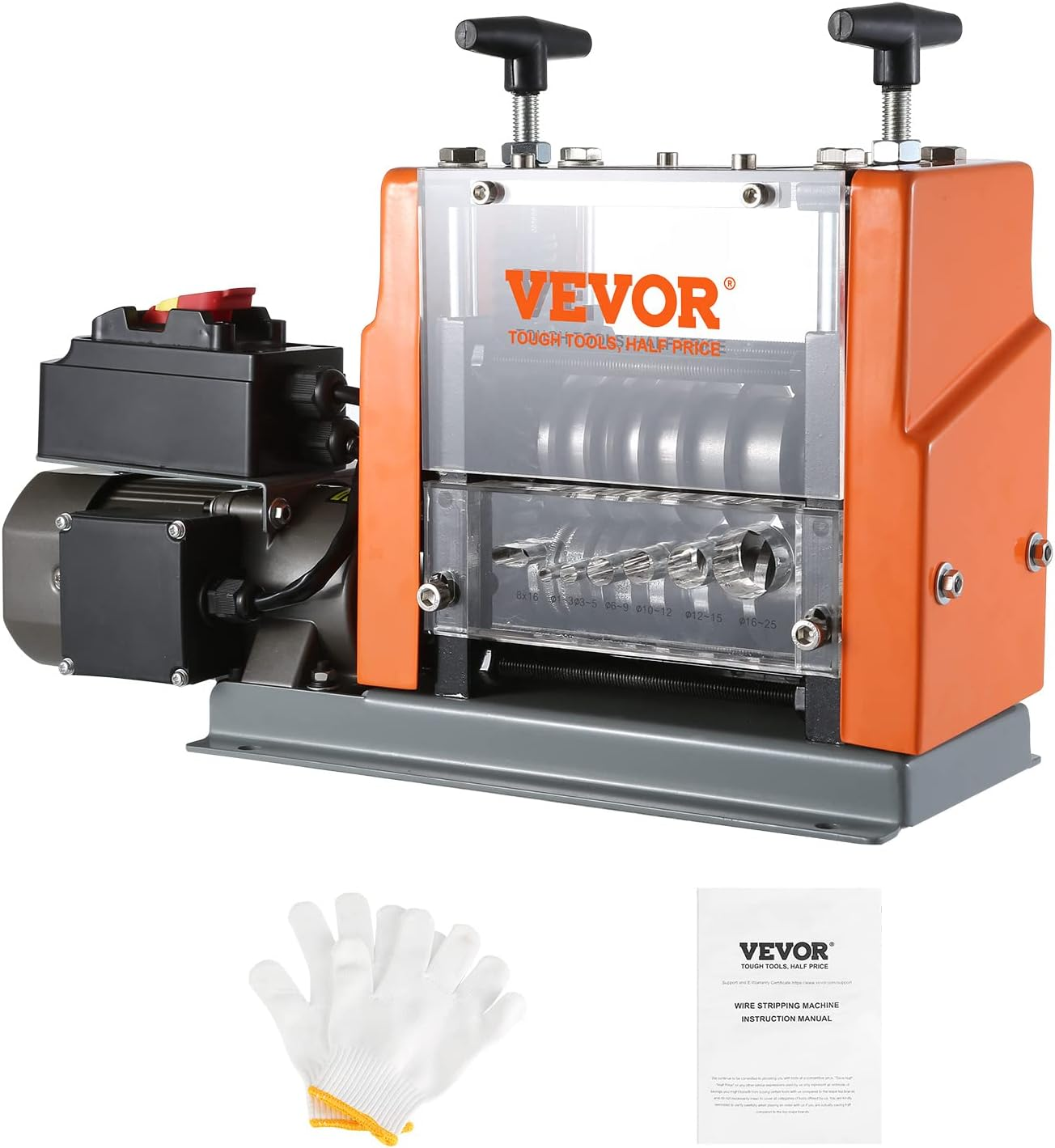 Electric Wire Stripping Machine, 0.06”-0.98” Automatic Wire Stripper Machine, 60 W, Wire Stripper with Visible Stripping Depth Reference, 6 round & 1 Flat Channels Electric Wire Stripper