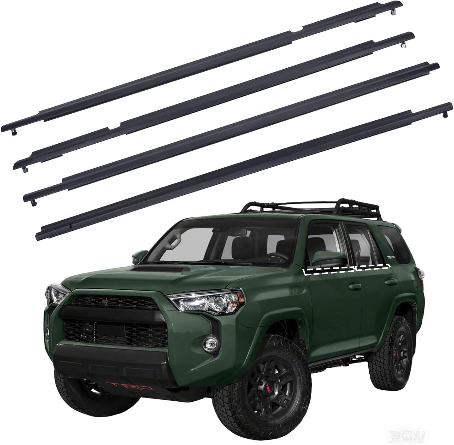Car Window Weather Stripping Seal Window Trim Molding Belt Fits Toyota 4Runner 2010-2021 75711-35011 75712-35011 75721-35011 75722-35011