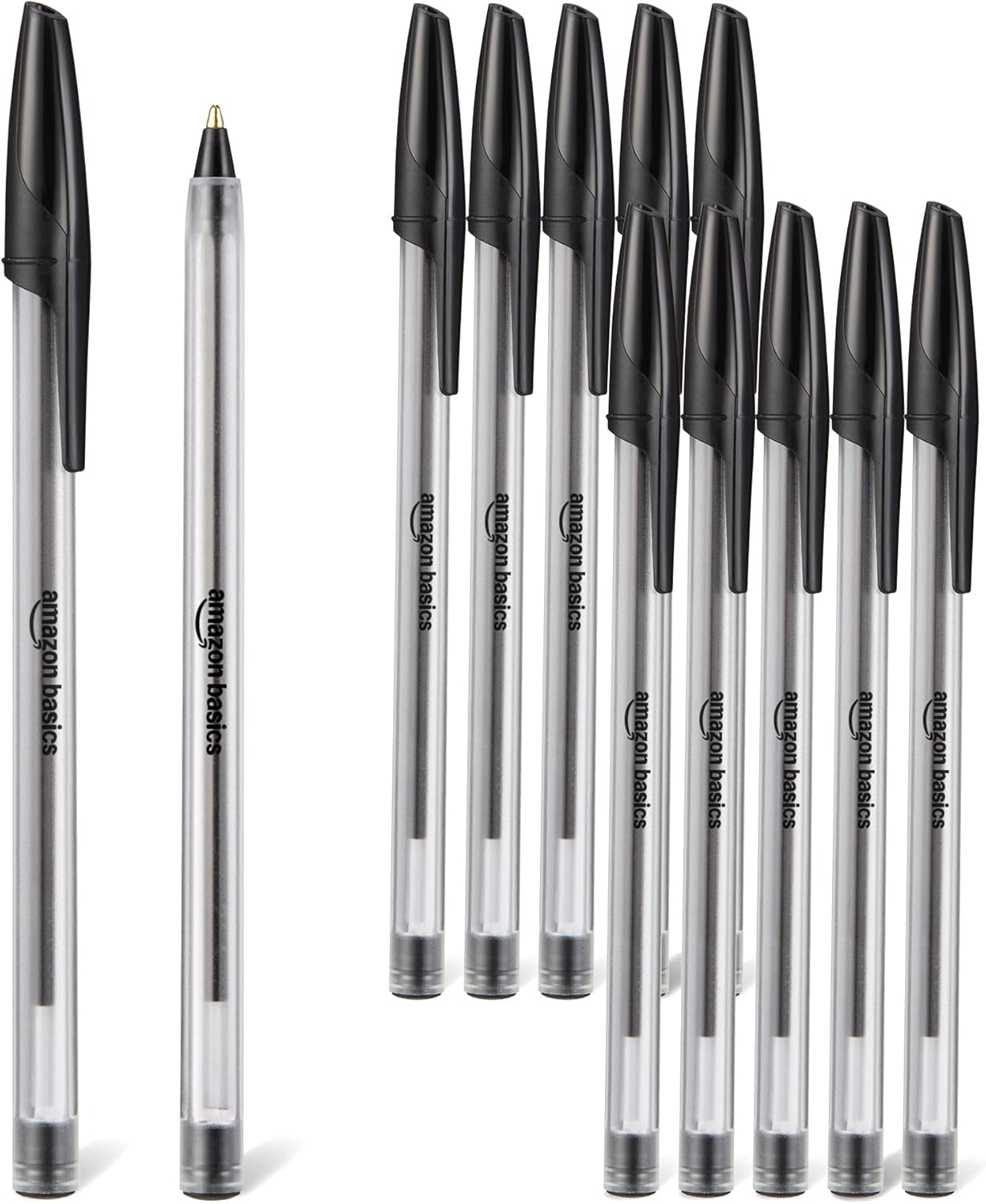 Amazon Basics Ballpoint Pens, Medium Point 1.0Mm, Black Ink, 12-Pack