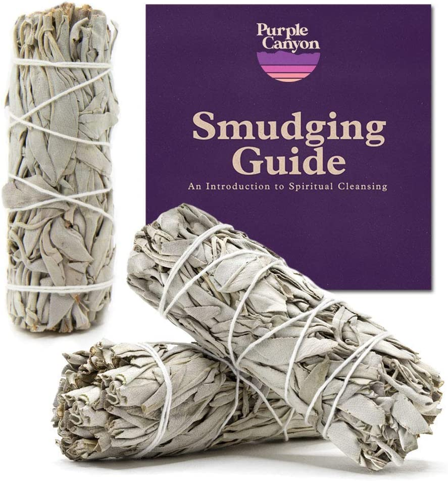 PURPLE CANYON White Sage Bundles - 3 Pack - Sage Smudge Stick for Home Cleansing Incense Healing Meditation and California Smudge Sticks Rituals - 4 Inch