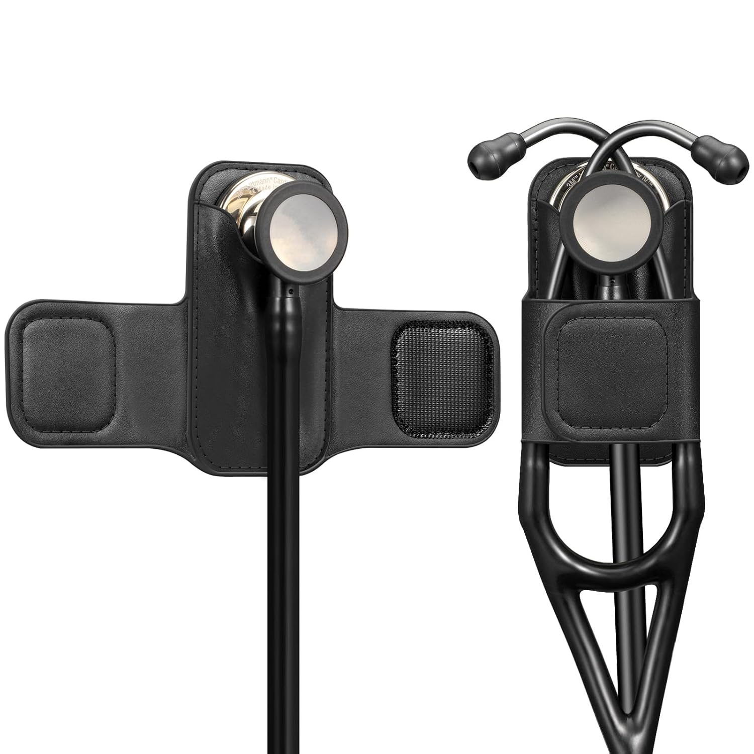 Stethoscope Holder Clip, PU Leather Stethoscope Hip Holder Lightweight Portable Holster for Physicians, Nurses, EMT, Medical Nursing Students, for 3M Littmann & Most Stethoscope, Black