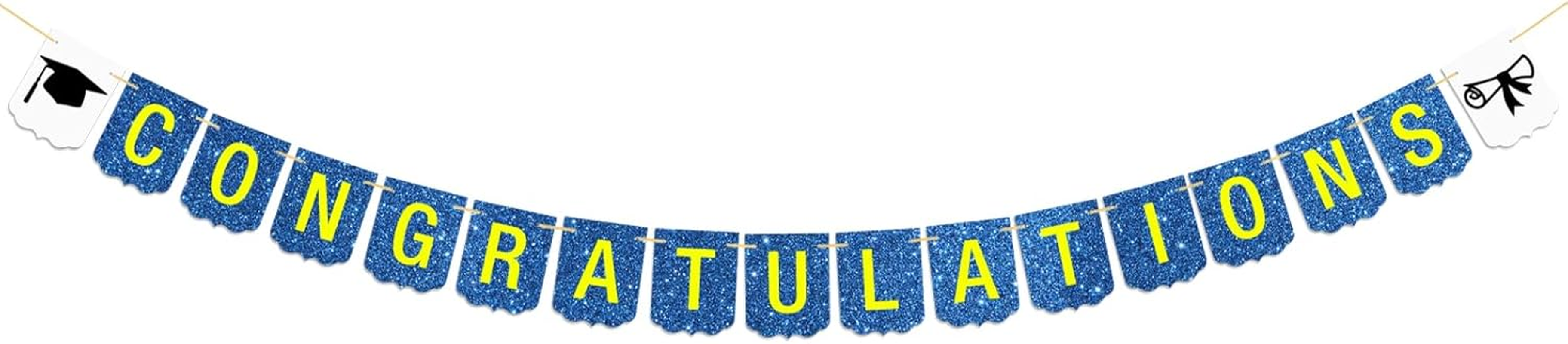 Congratulations Graduation Banner Blue Gold Glitter Congrats Grad Senior High School College Graduation Party Decorations