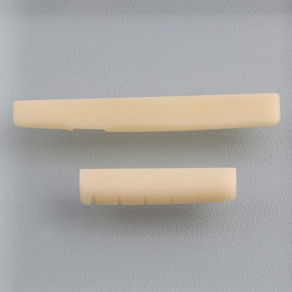 Unbleached Acoustic Guitar Bone Nut & Saddle Set Compatible with YMH FG Acoustic Guitar 43Mm / 75Mm