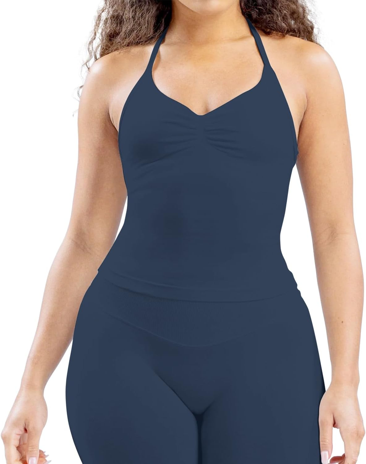 Workout Impact Longline Strappy Tank Tops for Women with Built in Bra Sleeveless Gym Seamless Backless with Adjustable Strap