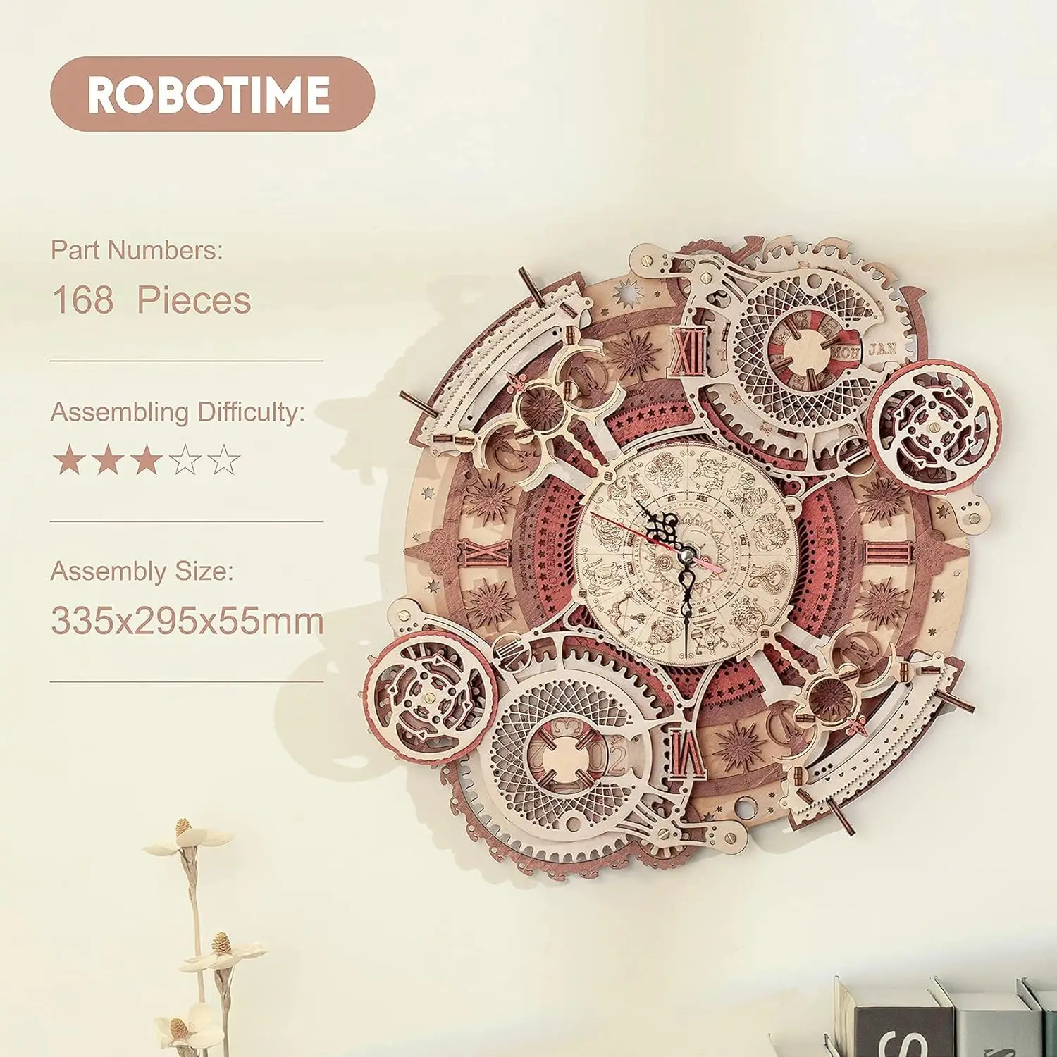 Premium Wooden Steampunk Wall Clock Puzzle – Laser‑Cut 3D DIY Kit  Sustainable Basswood Craft Gift