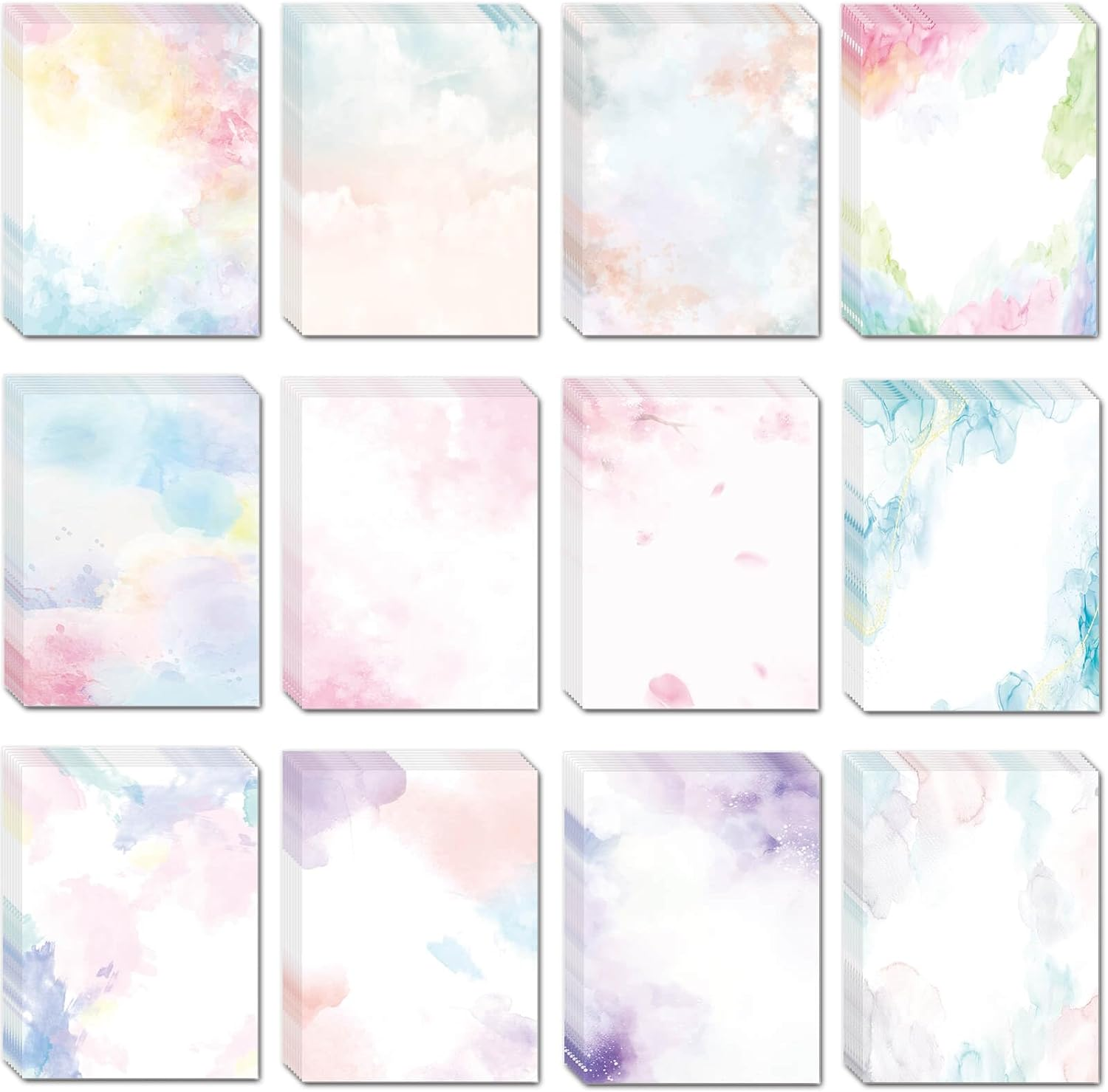 48 Sheets Watercolor Stationery Paper – 8.5
