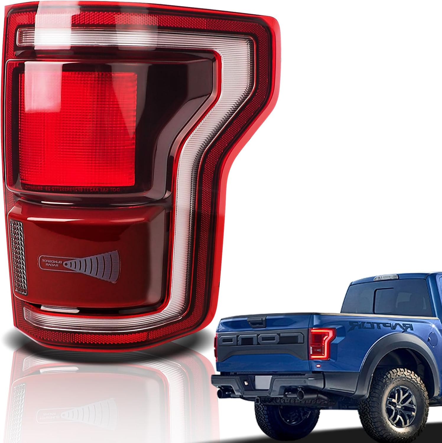 LED Tail Lights Compatible with Ford Raptor F150 2017 2018 2019 2020 Rear Brake Lamp Signal Assembly ‎Taillights with Blind Spot HL3Z13404H Module Not Included (Right Passenger Side)