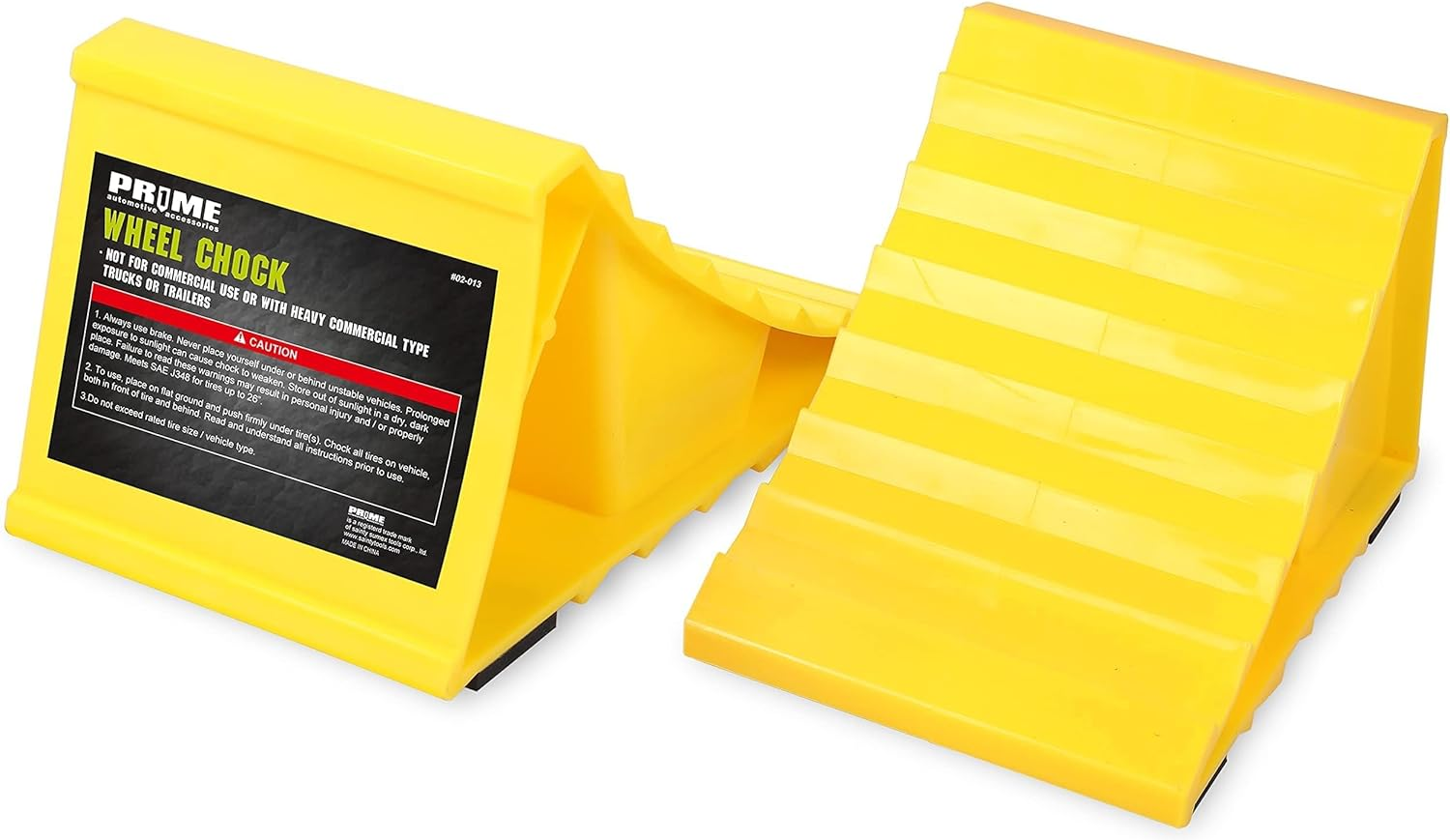 PR1ME Wheel Chocks with Non-Slip Base for RV & Trailer. 2 Pack Safety Wheel Chock with Bright Yellow. Lightweight Wheel Stoppers for Cars Camper Trucks RVs, Fit for Most Tyre Sizes