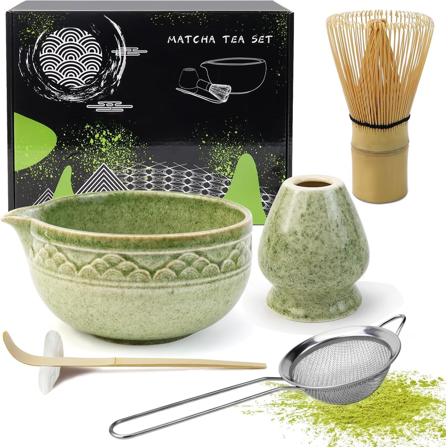 6 Pack Matcha Whisk Set, Japanese Tea Set Includes Matcha Bowl with Spout, Ba... - Picture 9 of 14