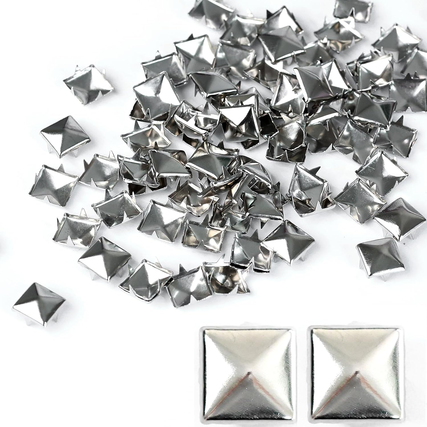 1000PCS Pyramid Studs for Clothing Leather, Metal Square Spikes