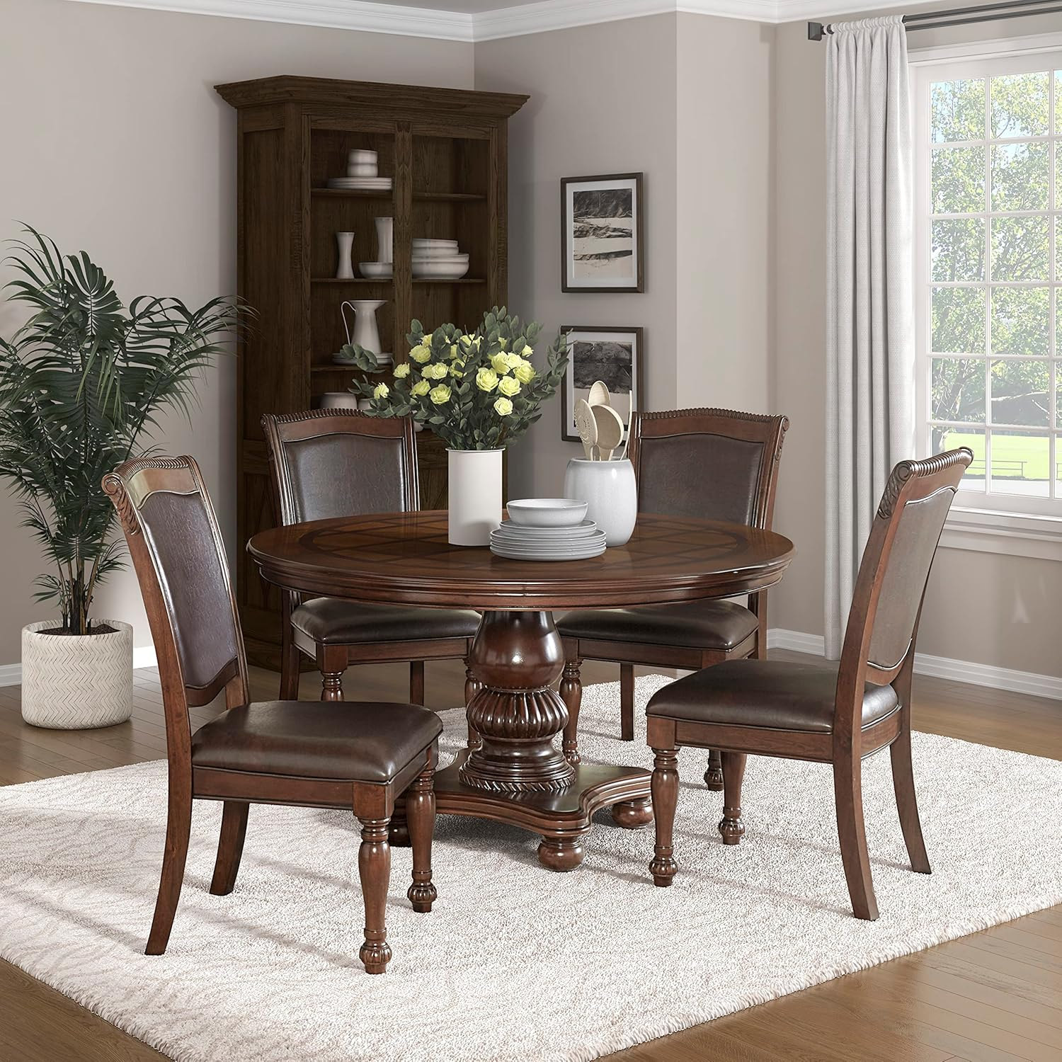Joella 5-Piece Dining Set, Brown Cherry