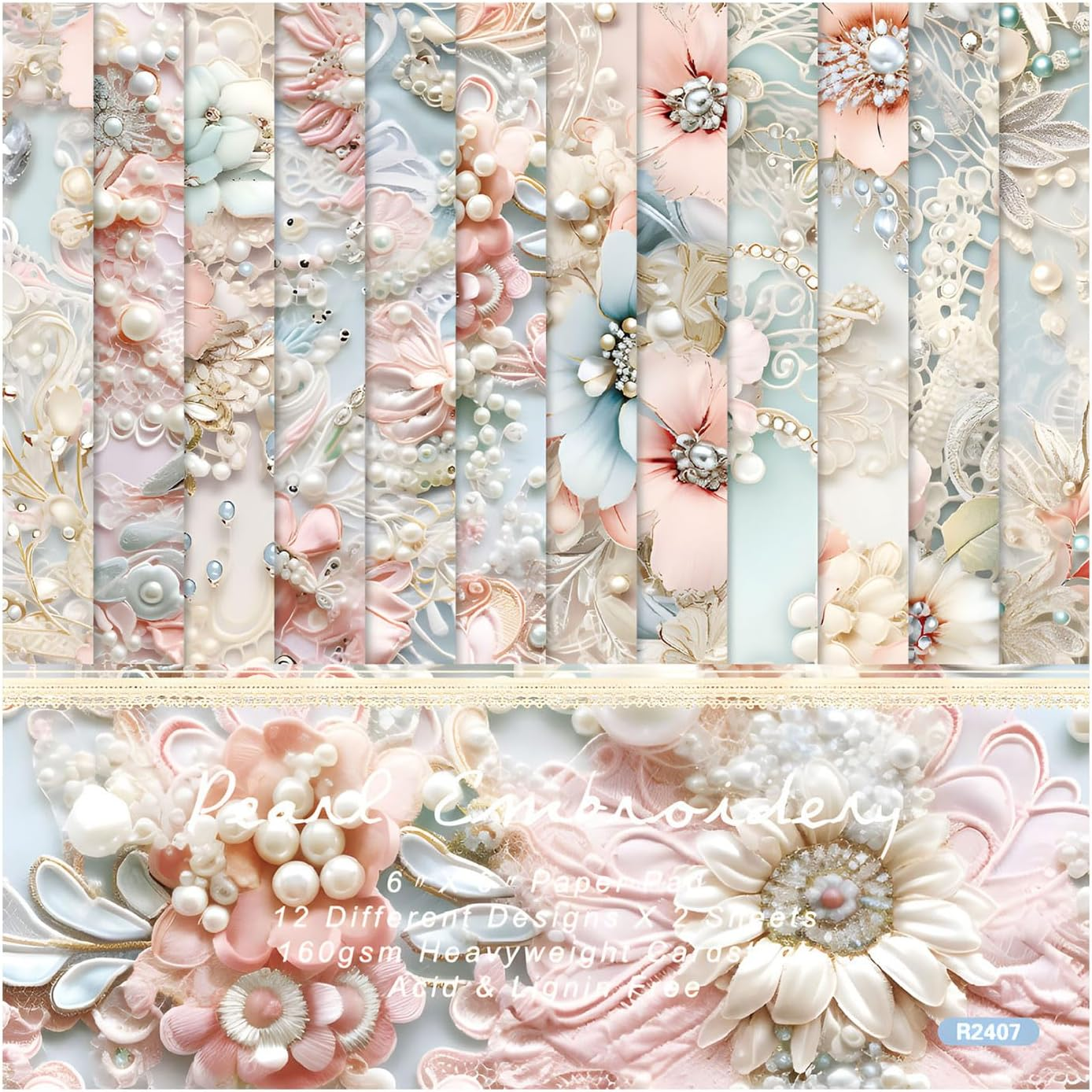Scrapbook Paper 6x6, 24 Sheets Vintage Scrapbooking Floral Single-Side Card Stock Paper Pack for Art Album Junk Journal CardMaking Decorative Scrapbook Supplies