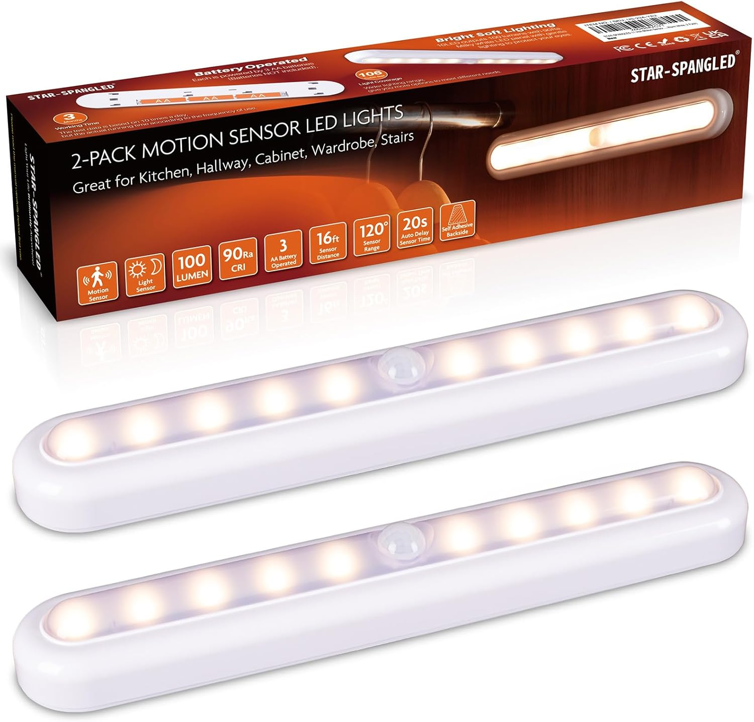 11 Inch Motion Sensor Lights Indoor Stick on LED Light for Closet