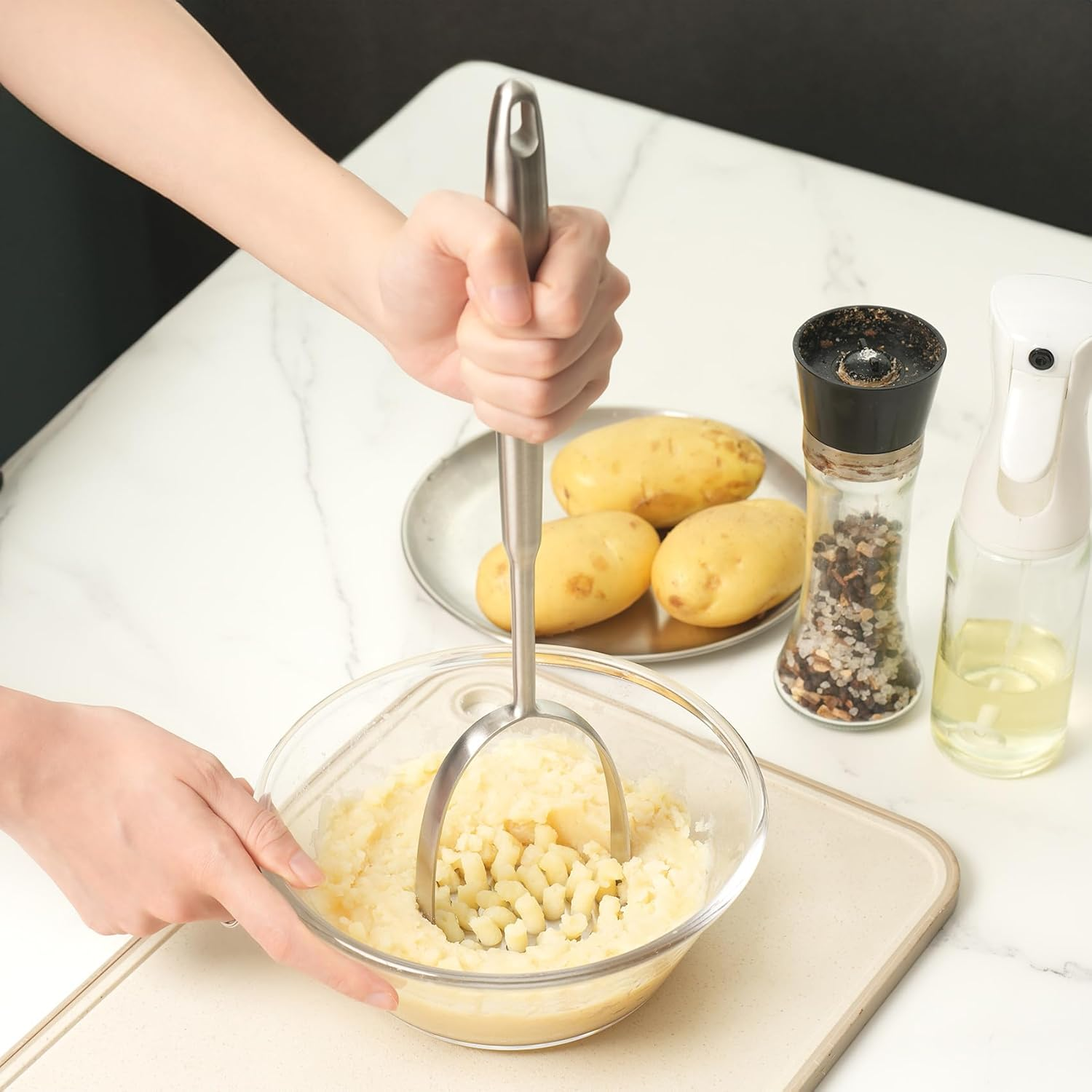 Heavy Duty Mashed Potatoe Masher, Professional Integrated Stainless Steel Pot... - Picture 4 of 15