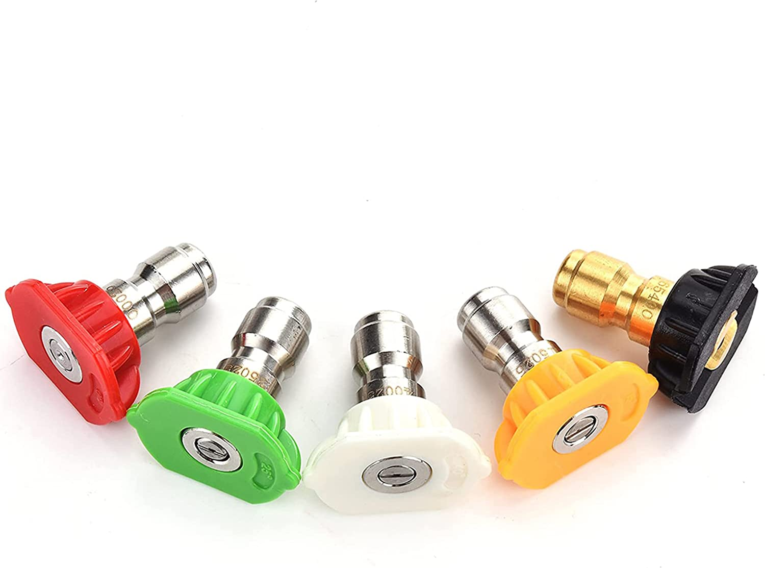 Pressure Washer Spray Nozzle Tips Multiple Degrees, 1/4 Inch 5-Pack (2.5 GPM)