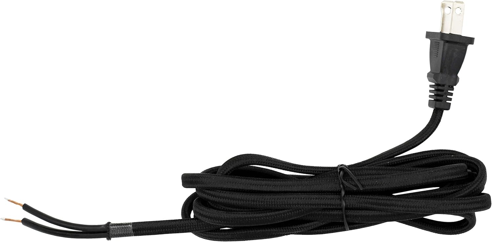 Creative Hobbies Rayon Cloth Covered Electric Lamp Cord with End Plug, Stripped Ends Ready for Wiring -8 Foot, SPT-2 UL Listed (Black)