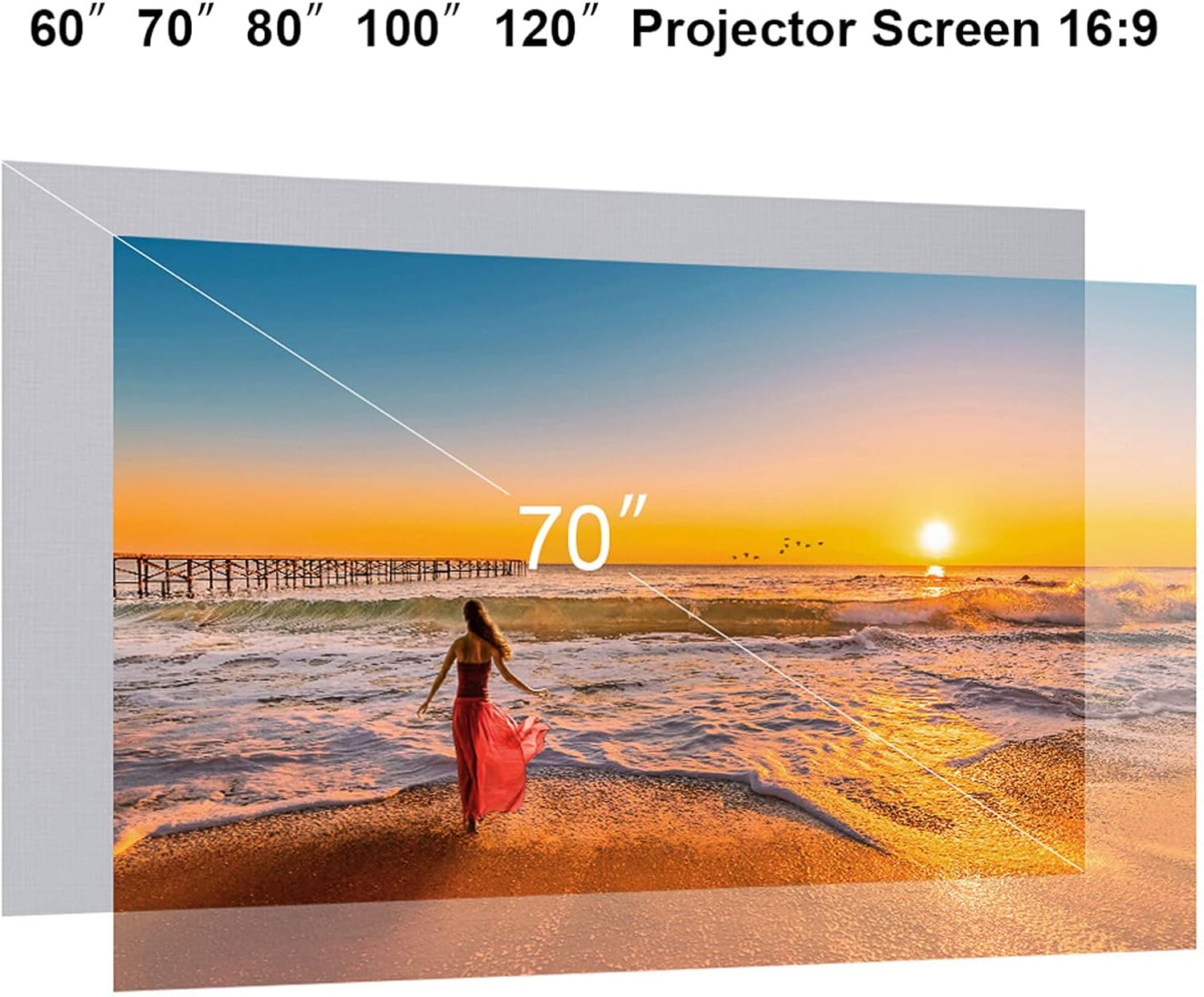 xinyee 80-inch Portable Projector Screen HD 16:9 Frameless Video Projection S... - Picture 10 of 17
