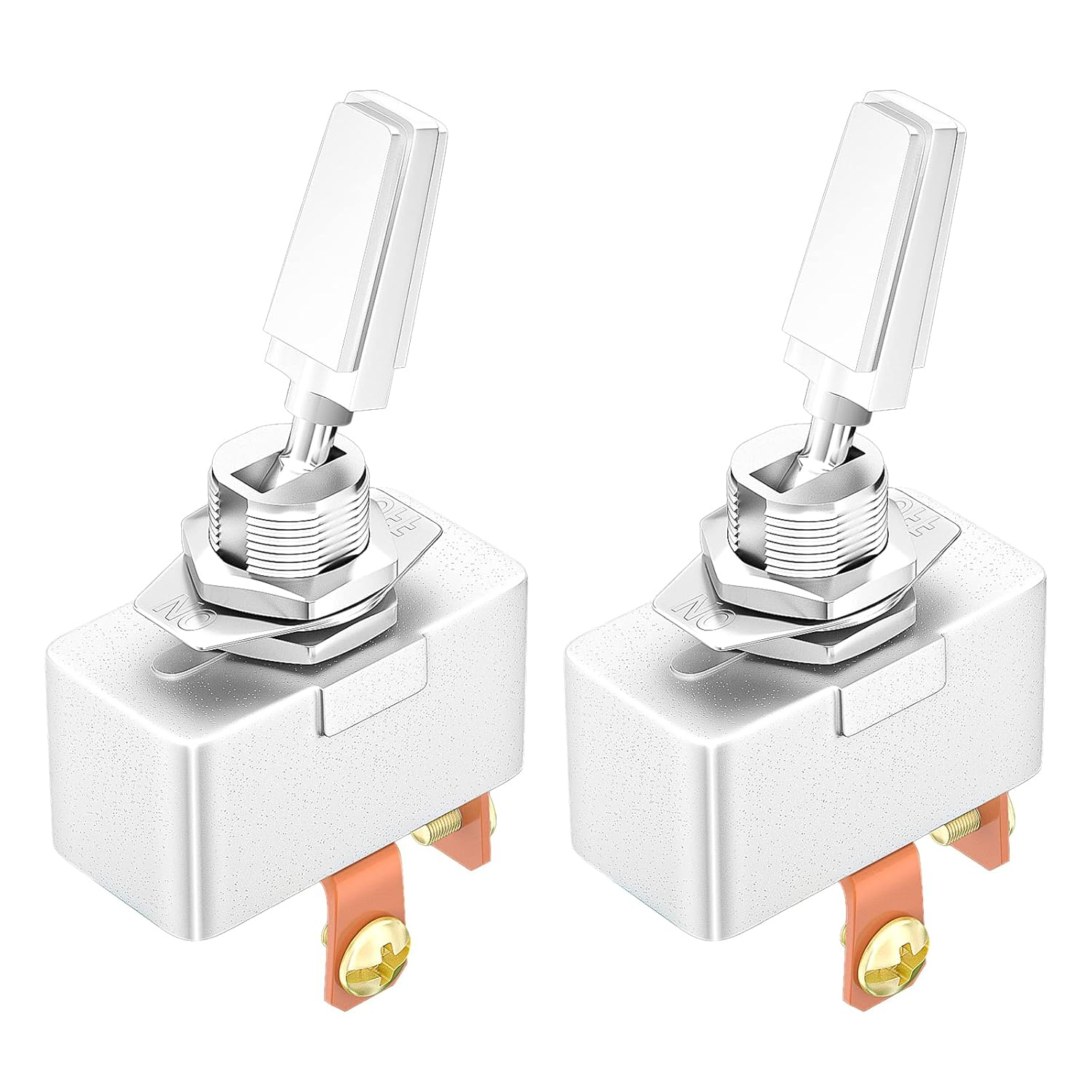 Heavy Duty 50 Amp 12V Toggle Switch Automotive 2 Position on off Rocker Switch SPST 2 Pin Metal Chrome Plated Screw Terminal (2Pcs)