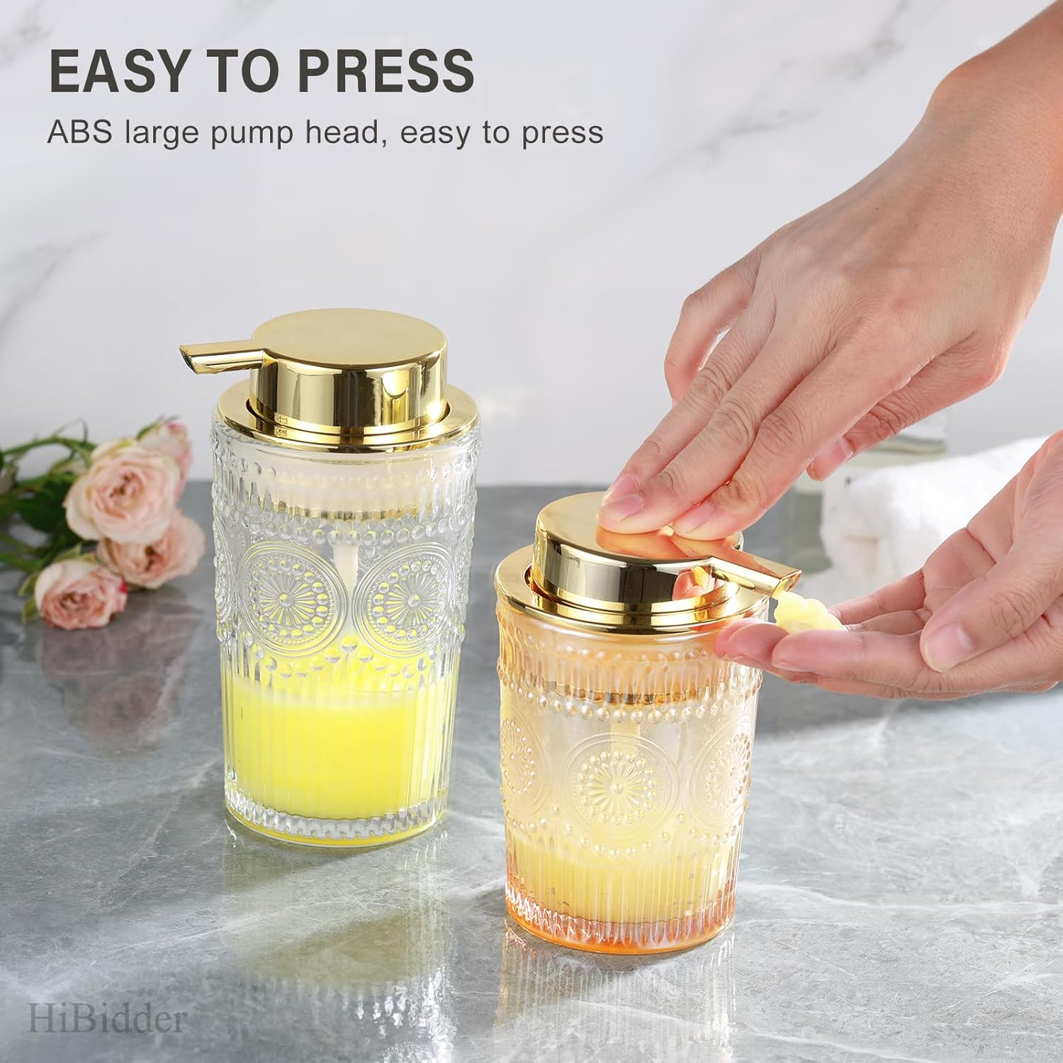 Glass Liquid Soap Dispenser with Gold Pump, Liquid Hand Soap Dispenser for Ba... - Picture 4 of 20