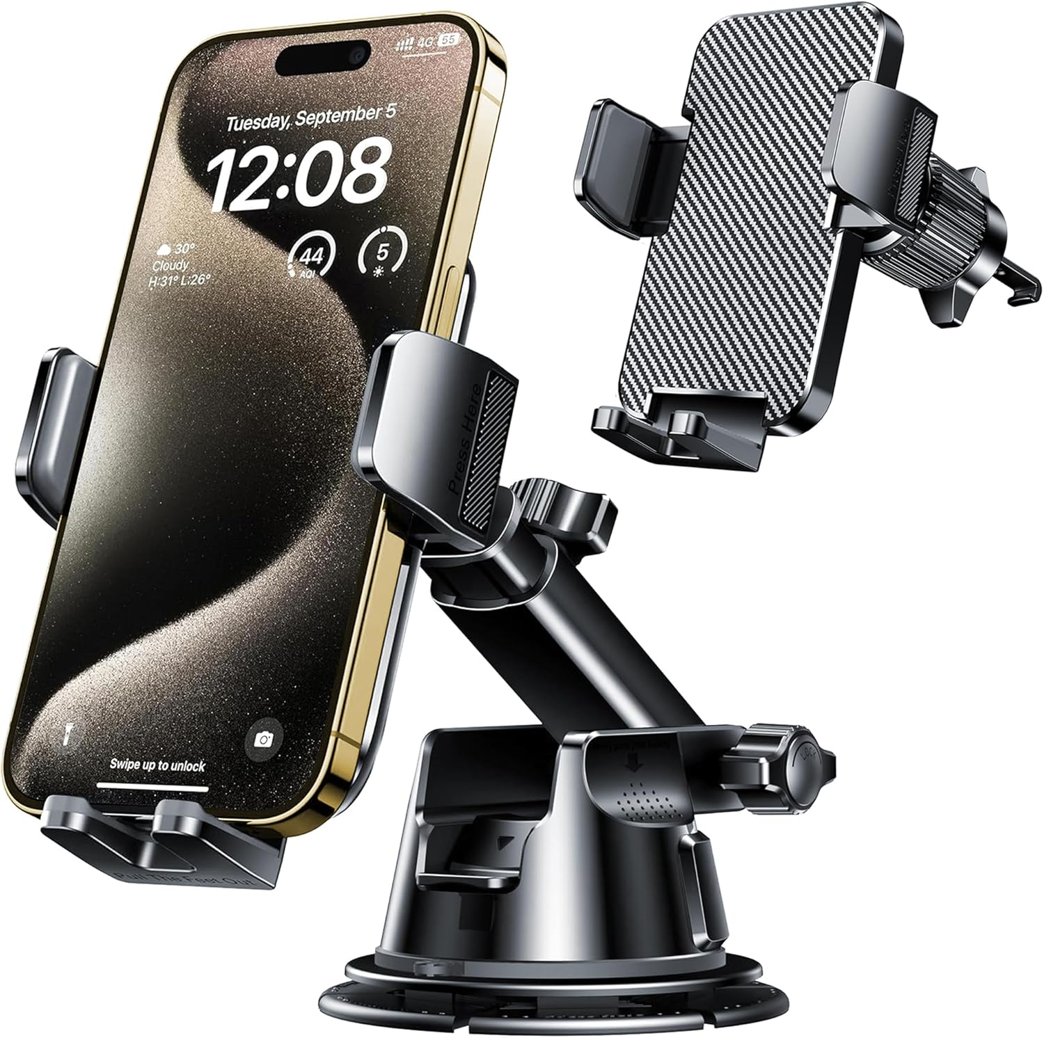 Dash Mounted Phone Holder for Car Windshield Dashboard Air Vent Universal