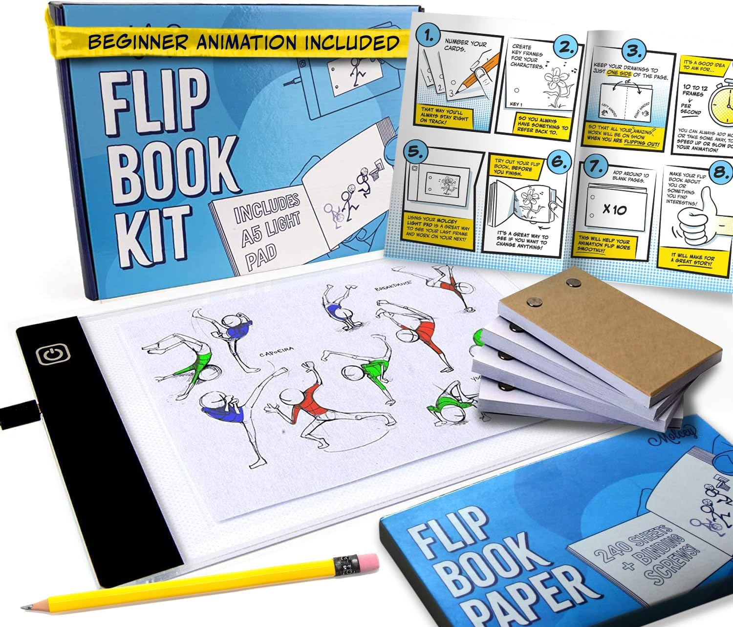Flip Book Kit with LED Light Pad. Includes Flipbook Kit Starter