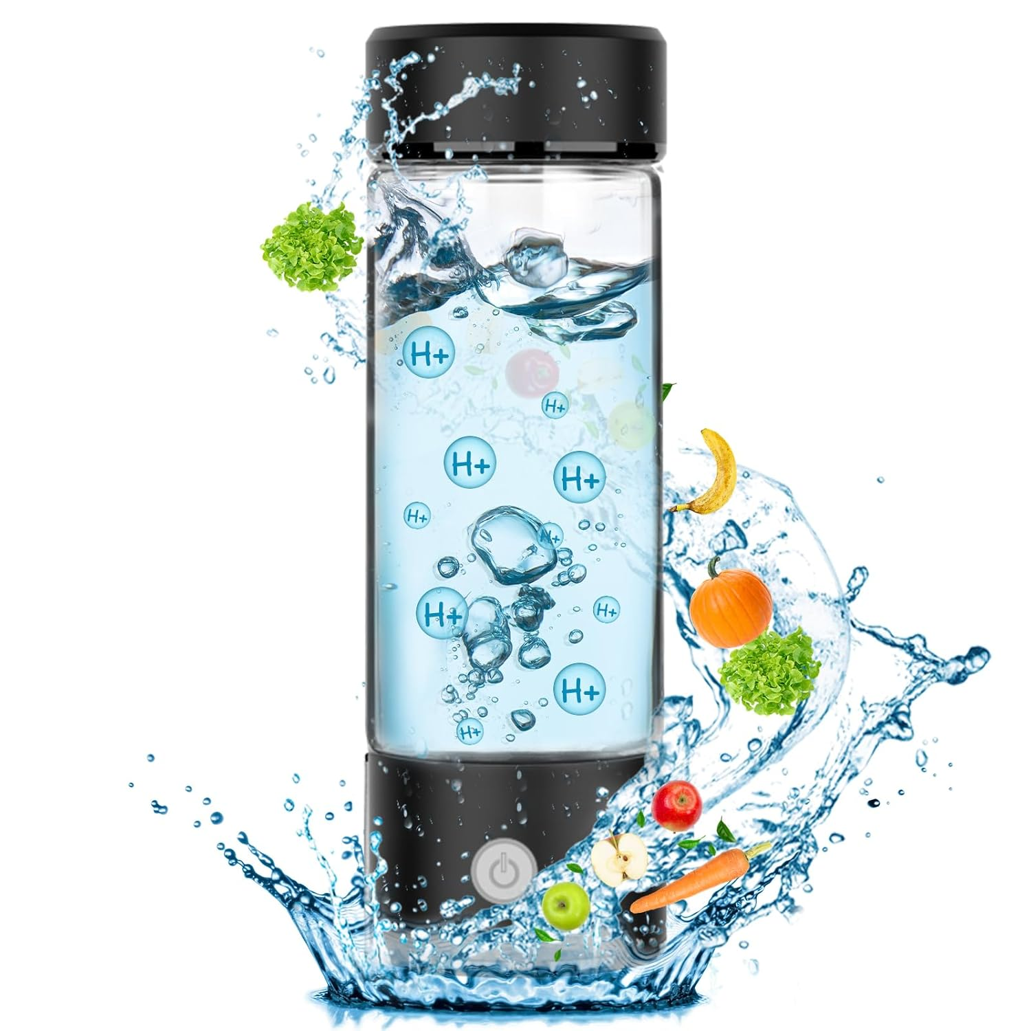 Hydrogen Water Bottle Generator, Portable Rechargeable Aquahealth Hydrogen Water, Hydrogen Water Ionizer Machine, with SPE/PEM Technology, for Home Office Travel Fitness Drinking (Black)