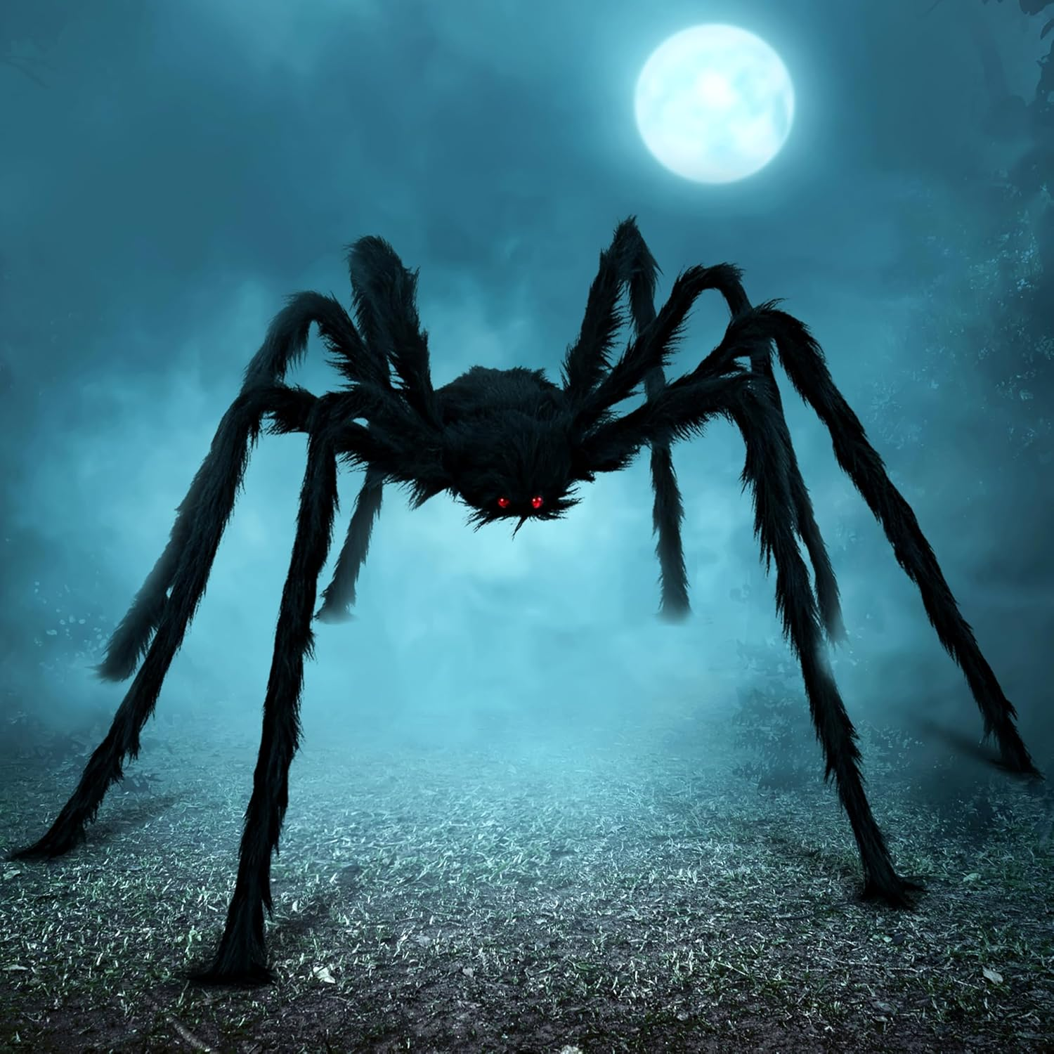 Giant Black Spider Outdoor Halloween Decoration - 15 Inch Scary Prop