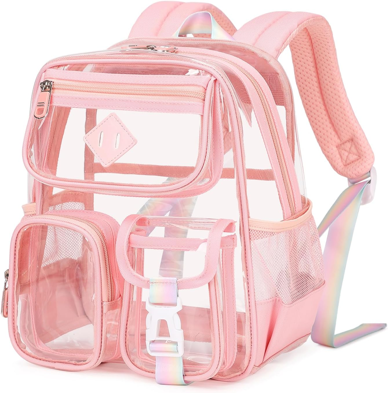 Mini Clear Backpack for Stadium Events, Small Clear Bag for Child for Festival Concert,Pink(Not Fits School)