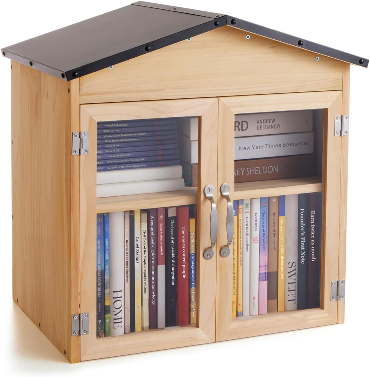 2-Tier Outdoor Little Library Book Exchange Box - Durable Weatherproof Solid Wood Cabinet with Adjustable Shelves & Rust-Proof Hardware for Community, Schools & Neighborhood Sharing