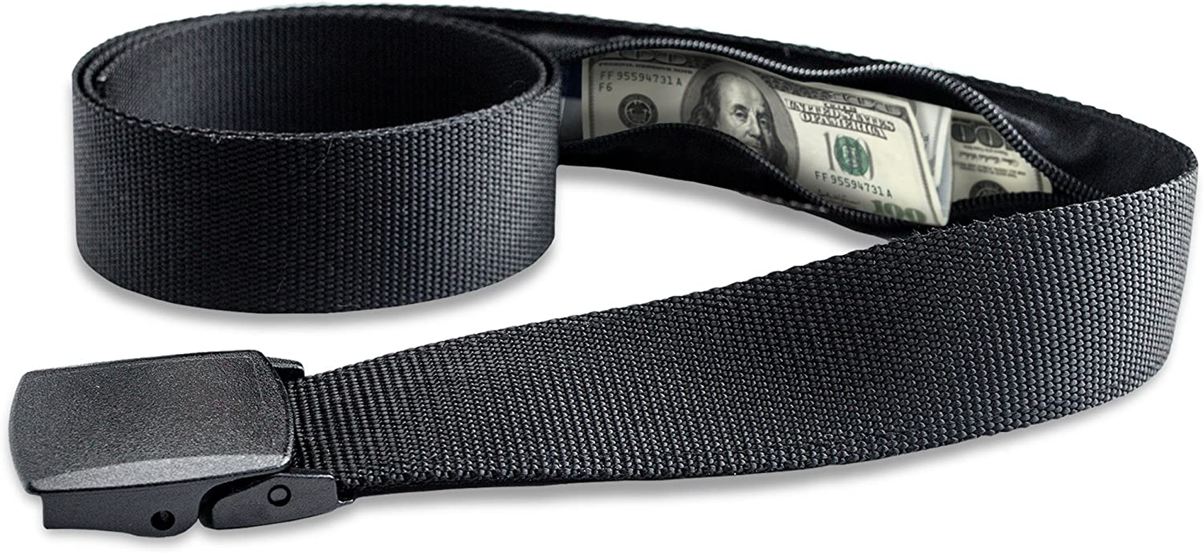 Money Belt for Men Travel Security Belt with Hidden Money Compartment Pocket, Cashsafe Anti-Theft Wallet Non-Metal Buckle