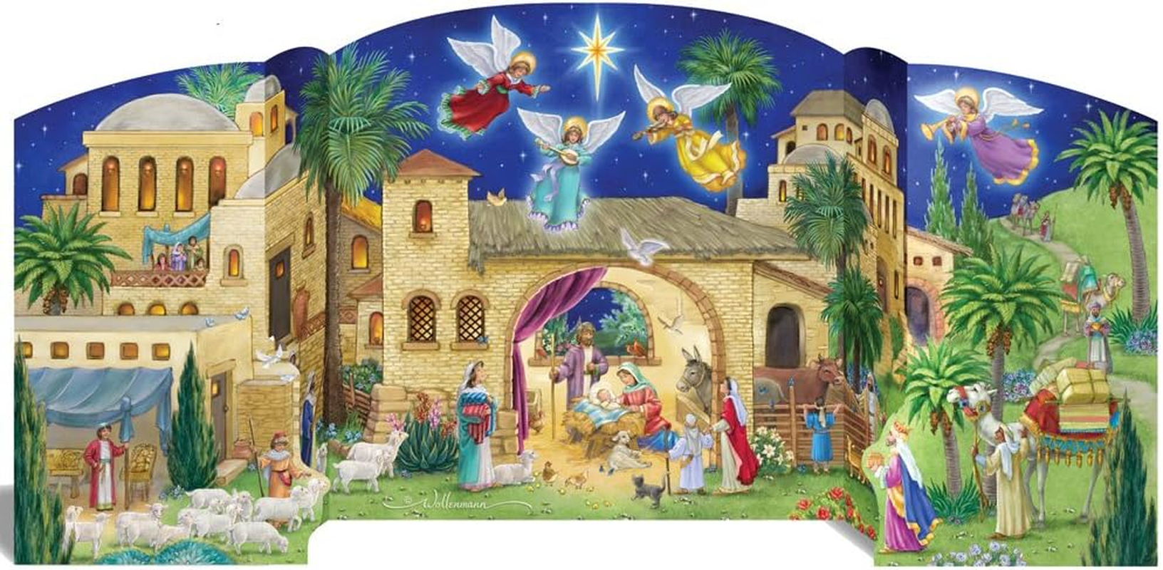 Bethlehem Nativity Free Standing Advent Calendar with Nativity Story