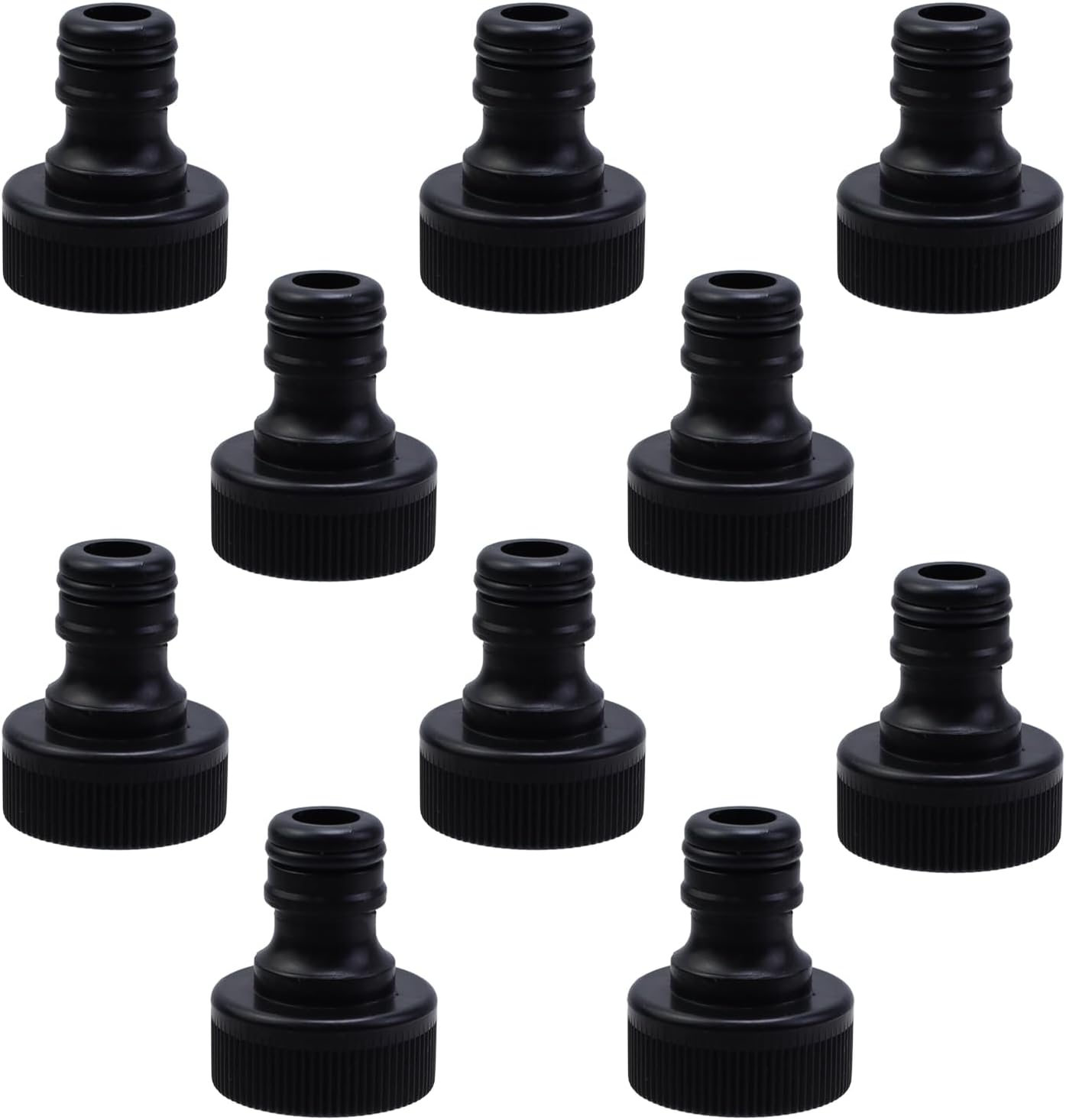 Plastic Garden Hose Female Connector, Water Hose Thread Fitting Adapter Set, from Quick Connector to Standard 3/4'' Thread Connector, Black, 10-Pack